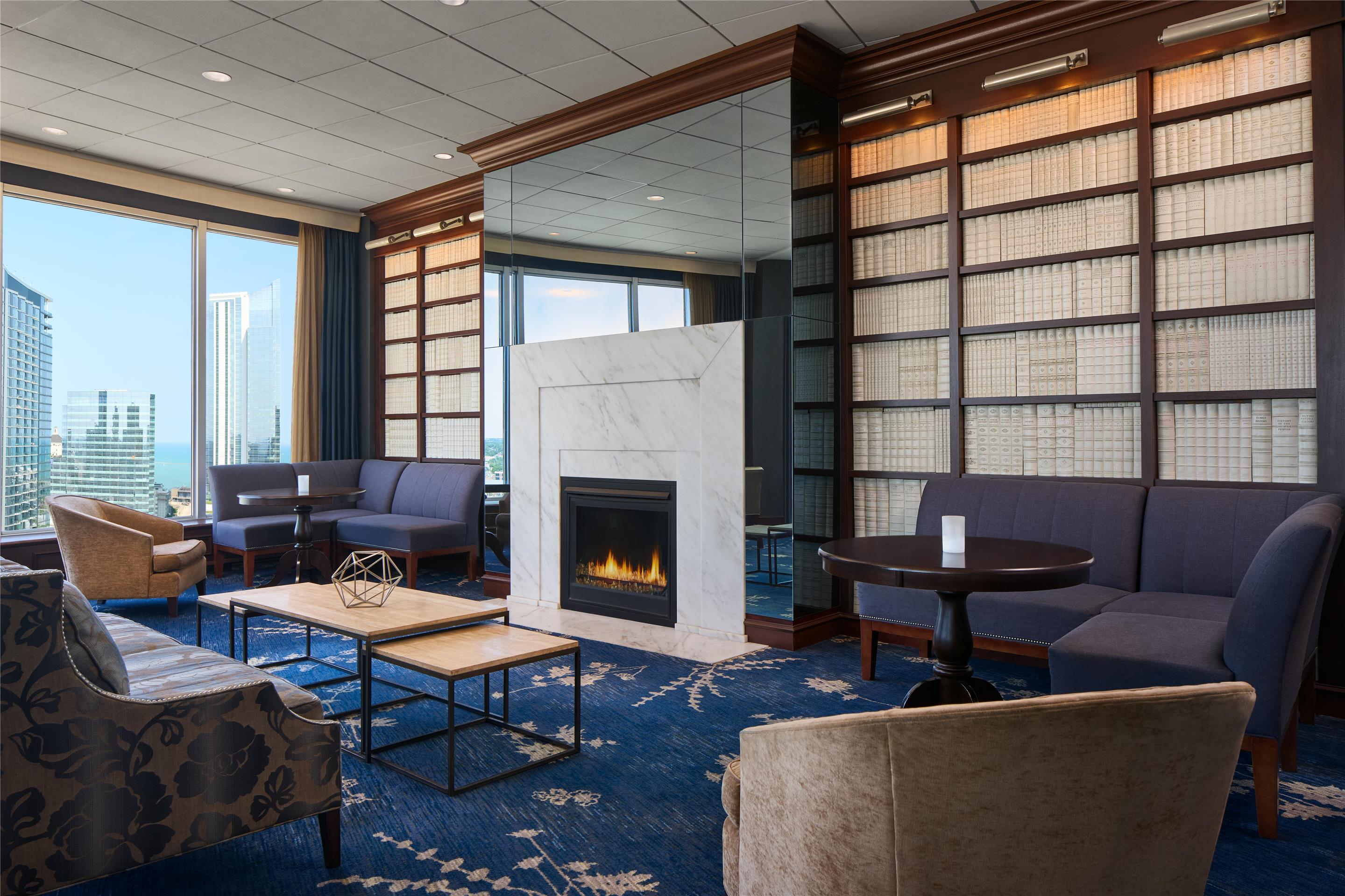 Pfister Club Lounge Fireplace | The Pfister Hotel
