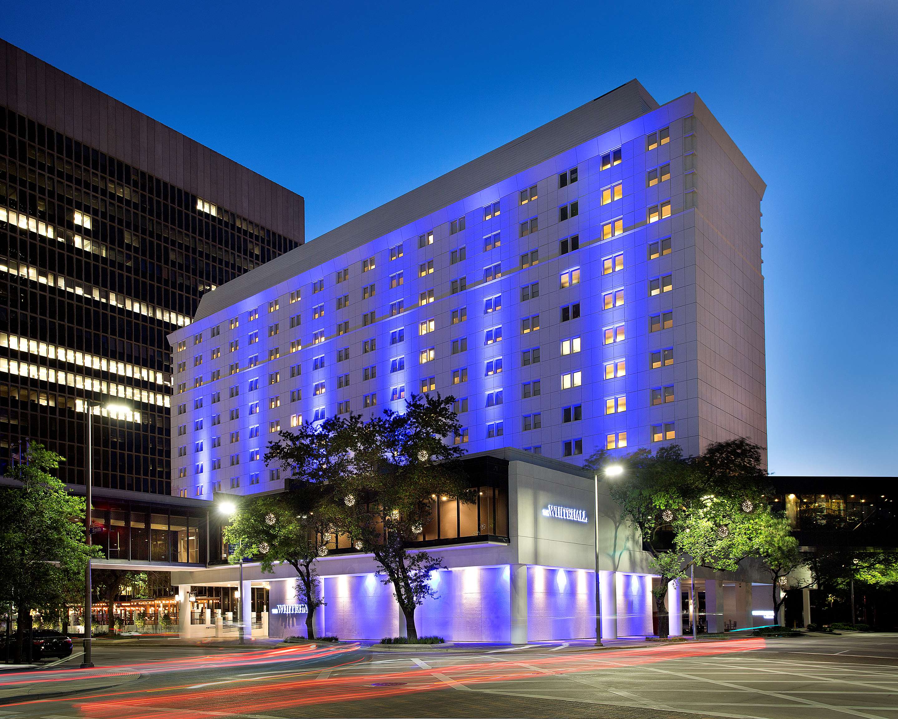 Hotel Exterior at Night | The Whitehall Houston