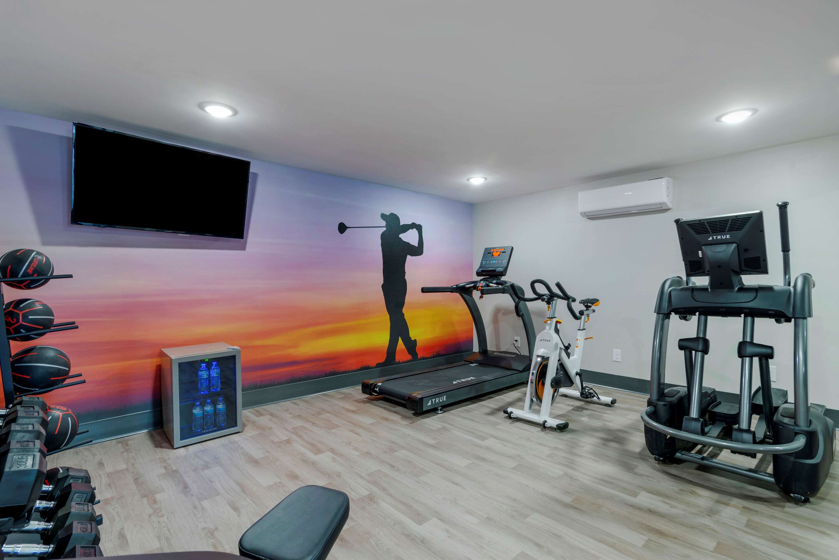 Exercise room with cardio equipment