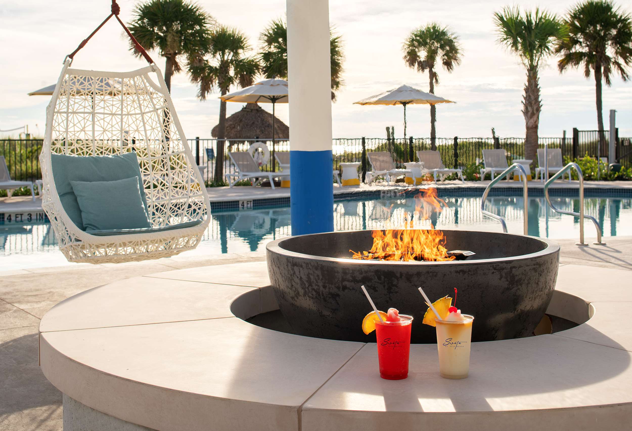 Sirata Beach Resort North Pool Fire Pit Two rd two | Sirata Beach Resort