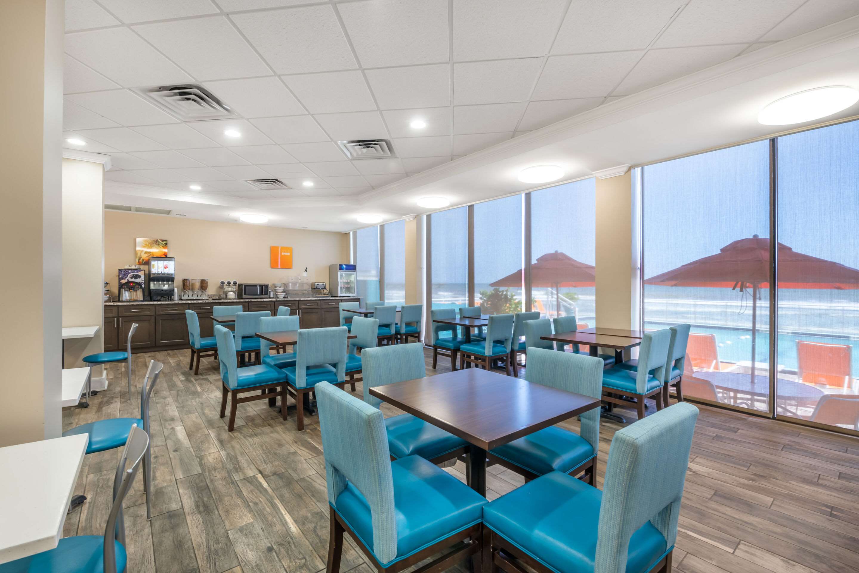 Enjoy breakfast in this seating area