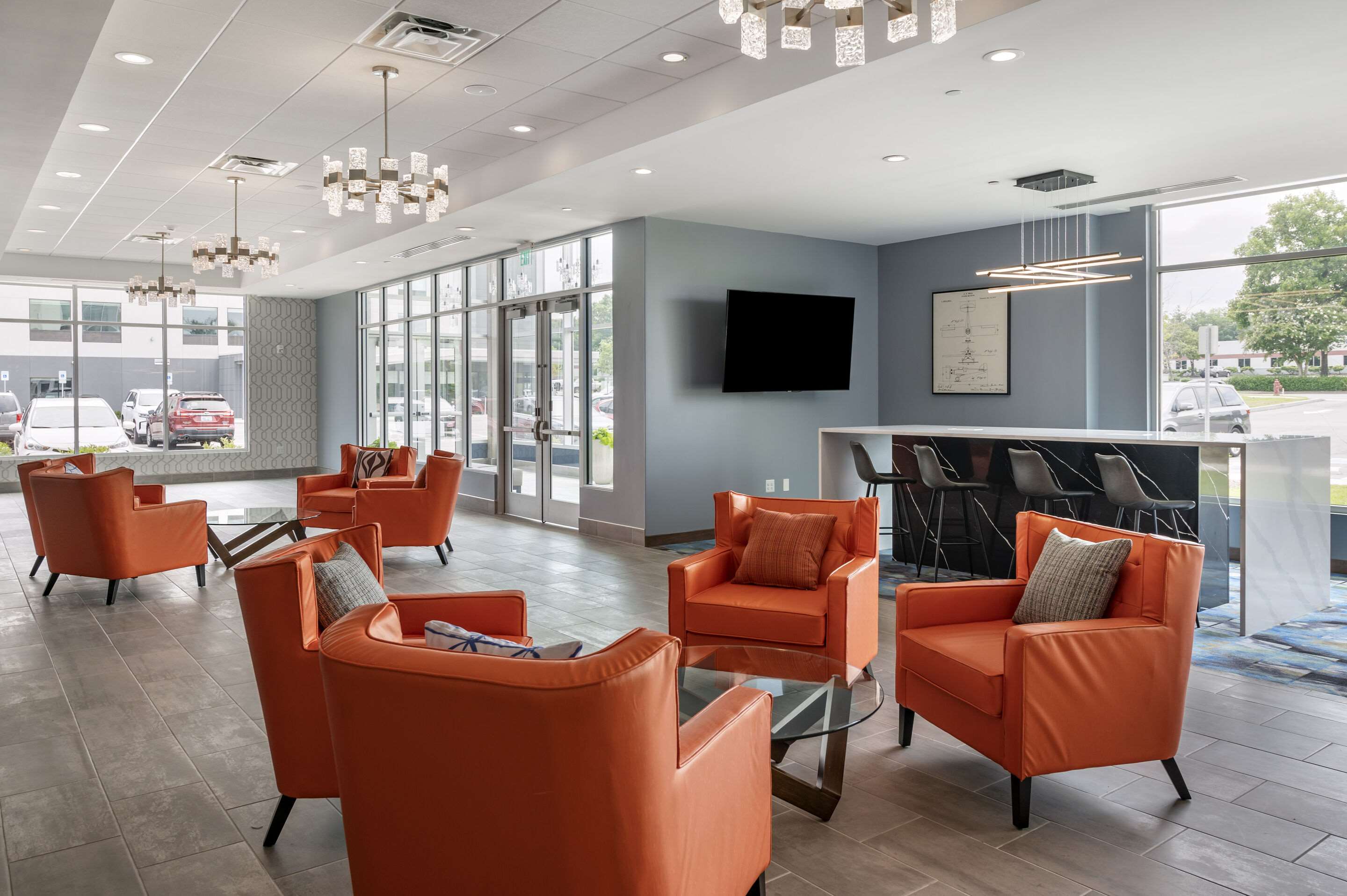 Spacious lobby with sitting area | Cambria Hotel Nashville Airport
