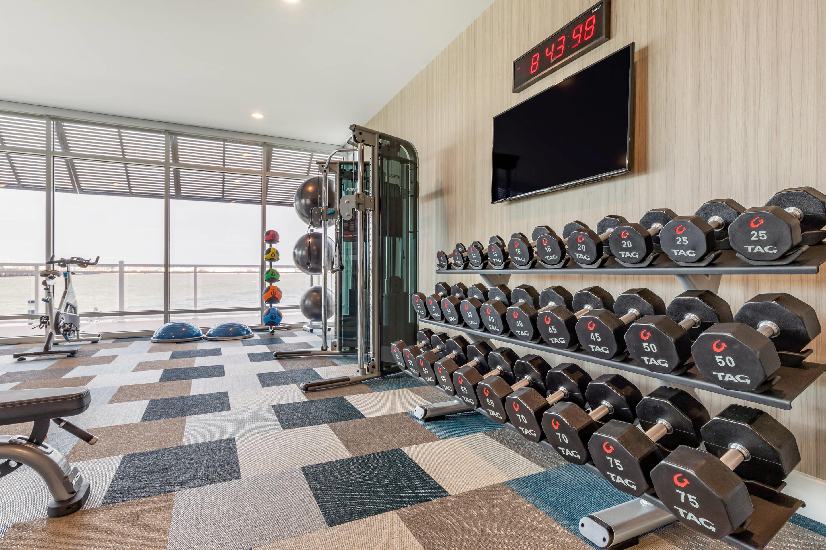 Fitness center with television