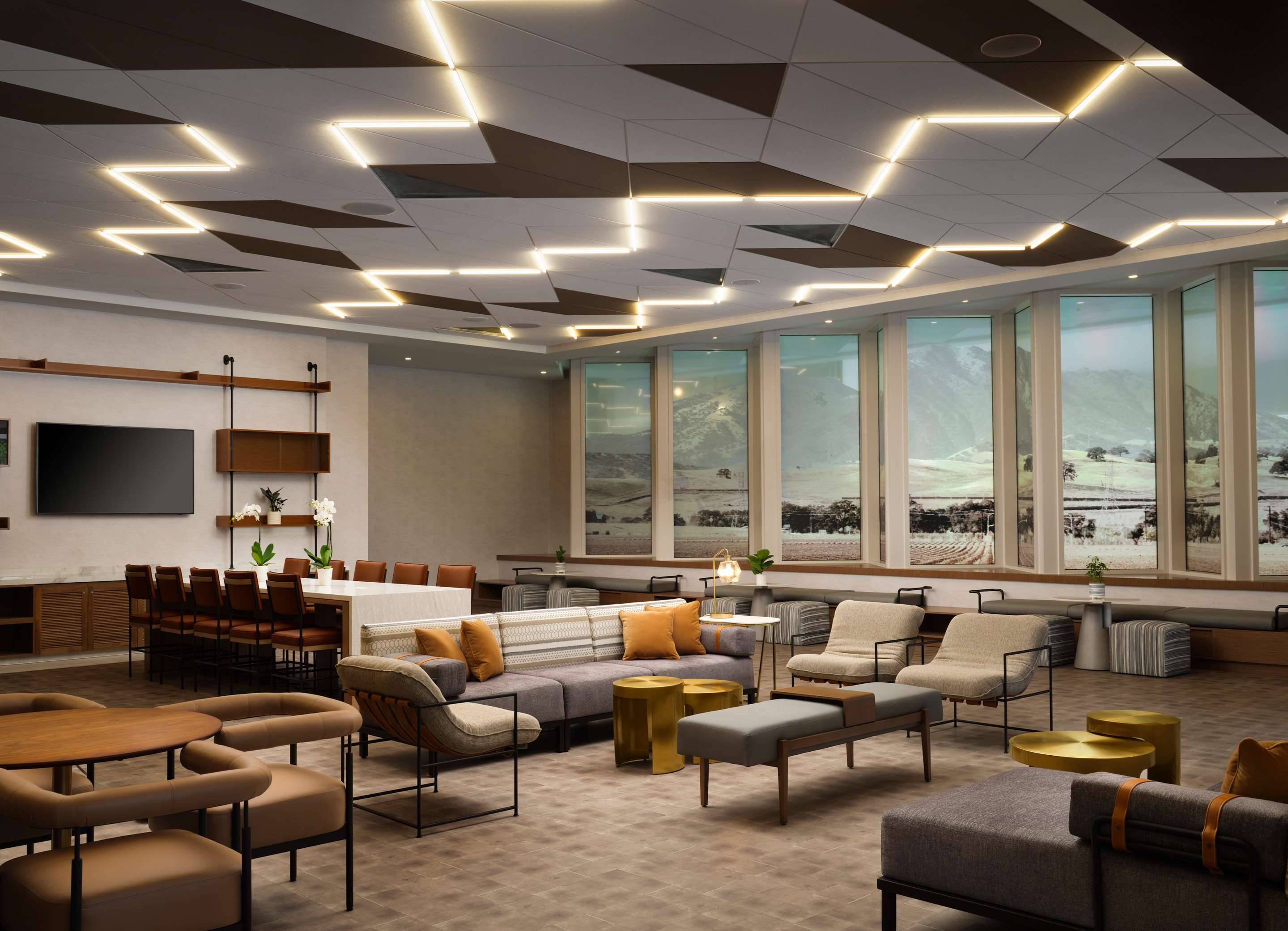 SHR Irvine Meetings WorkSuite Lounge Wide | Sonesta Irvine