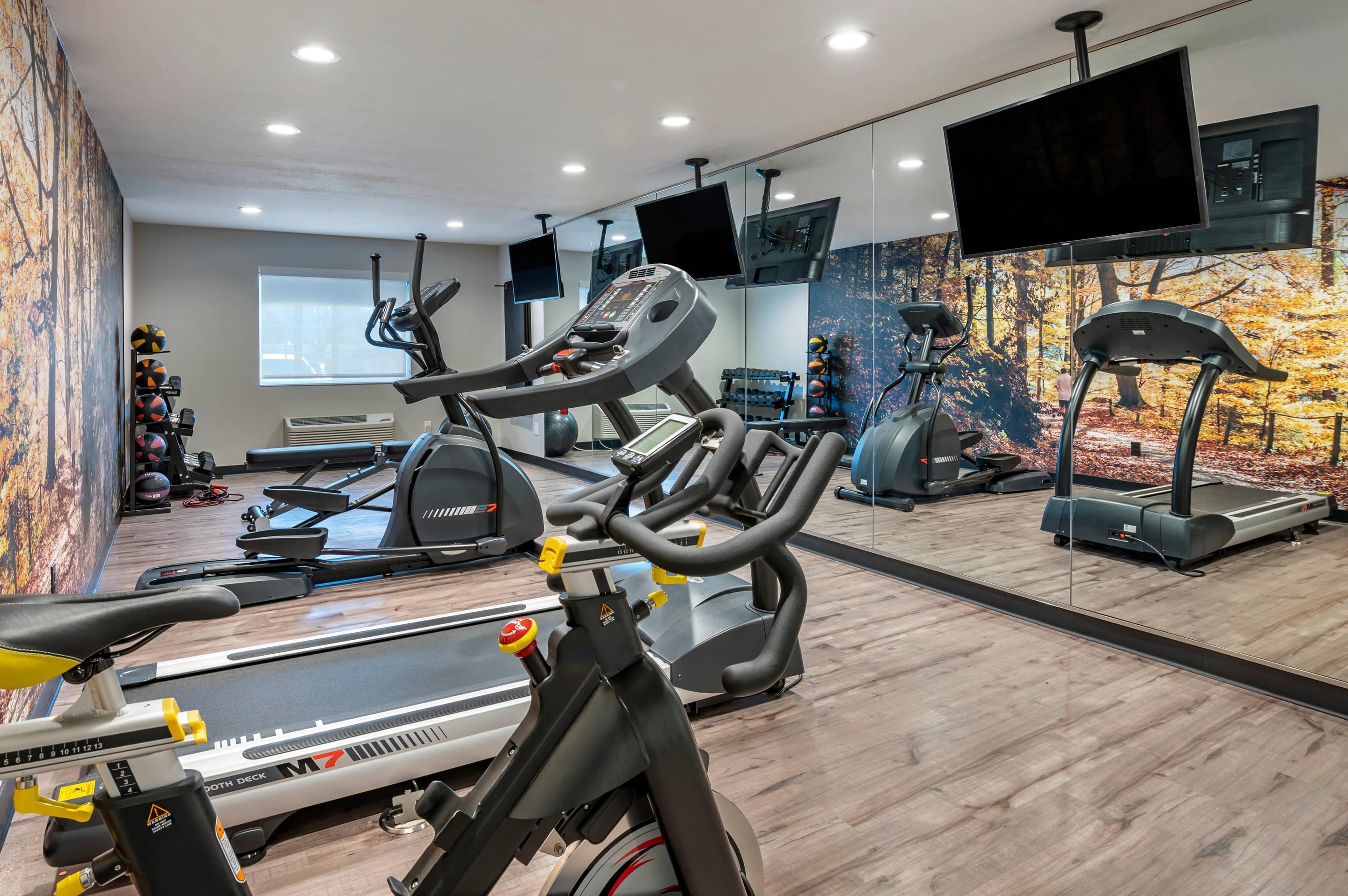 Fitness center with television