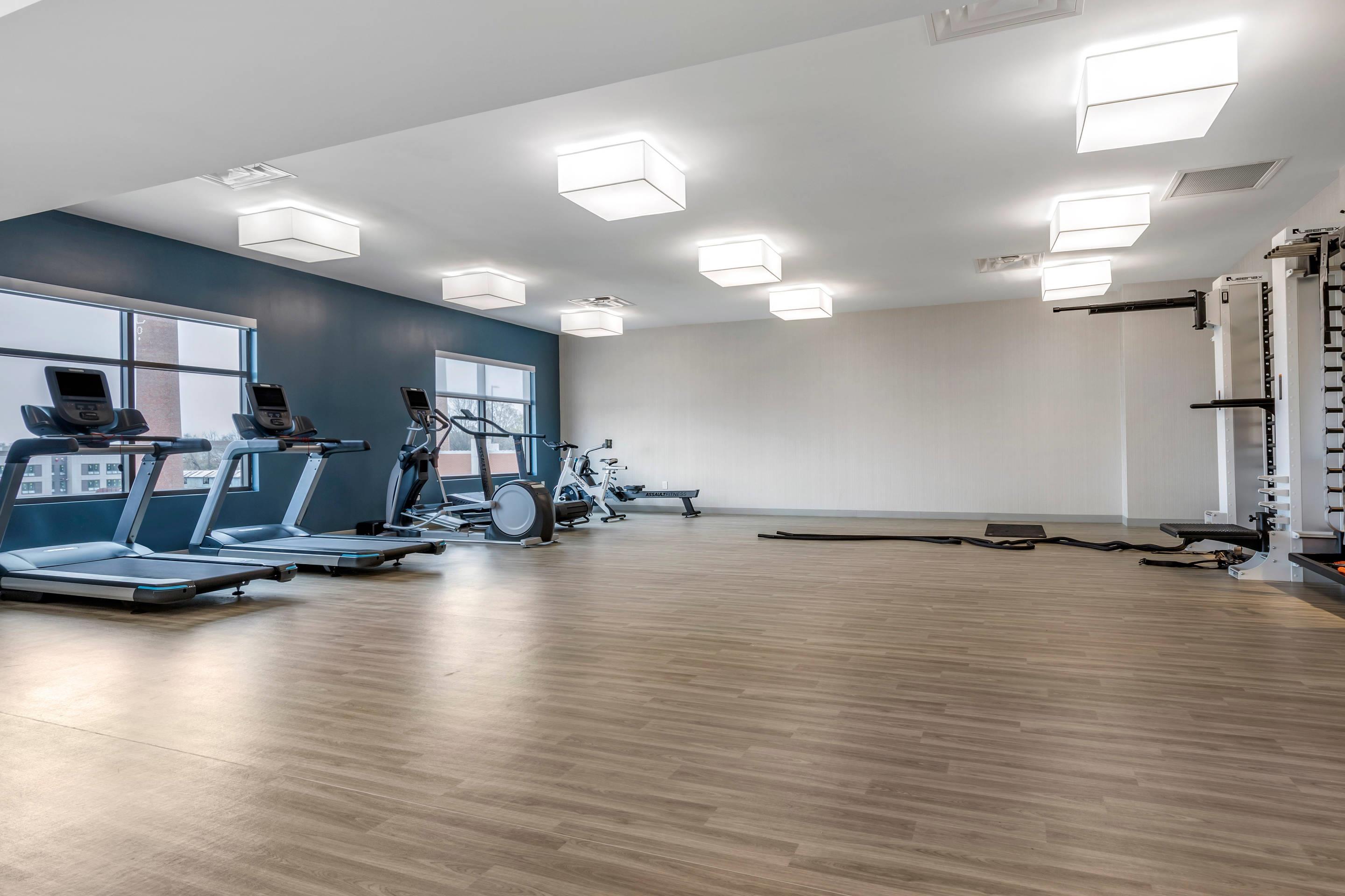 Fitness center with television
