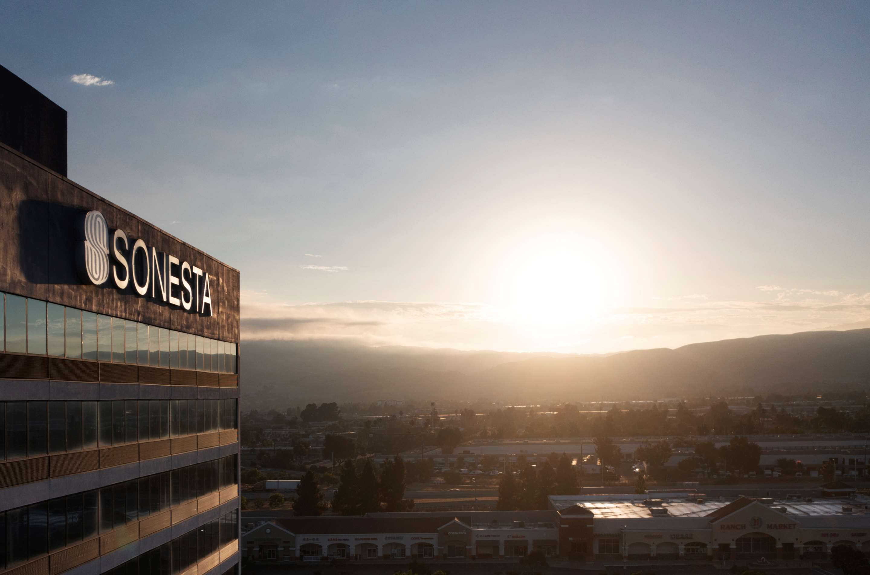 SHR SanJose Exterior AerialViewOfSign Sunset