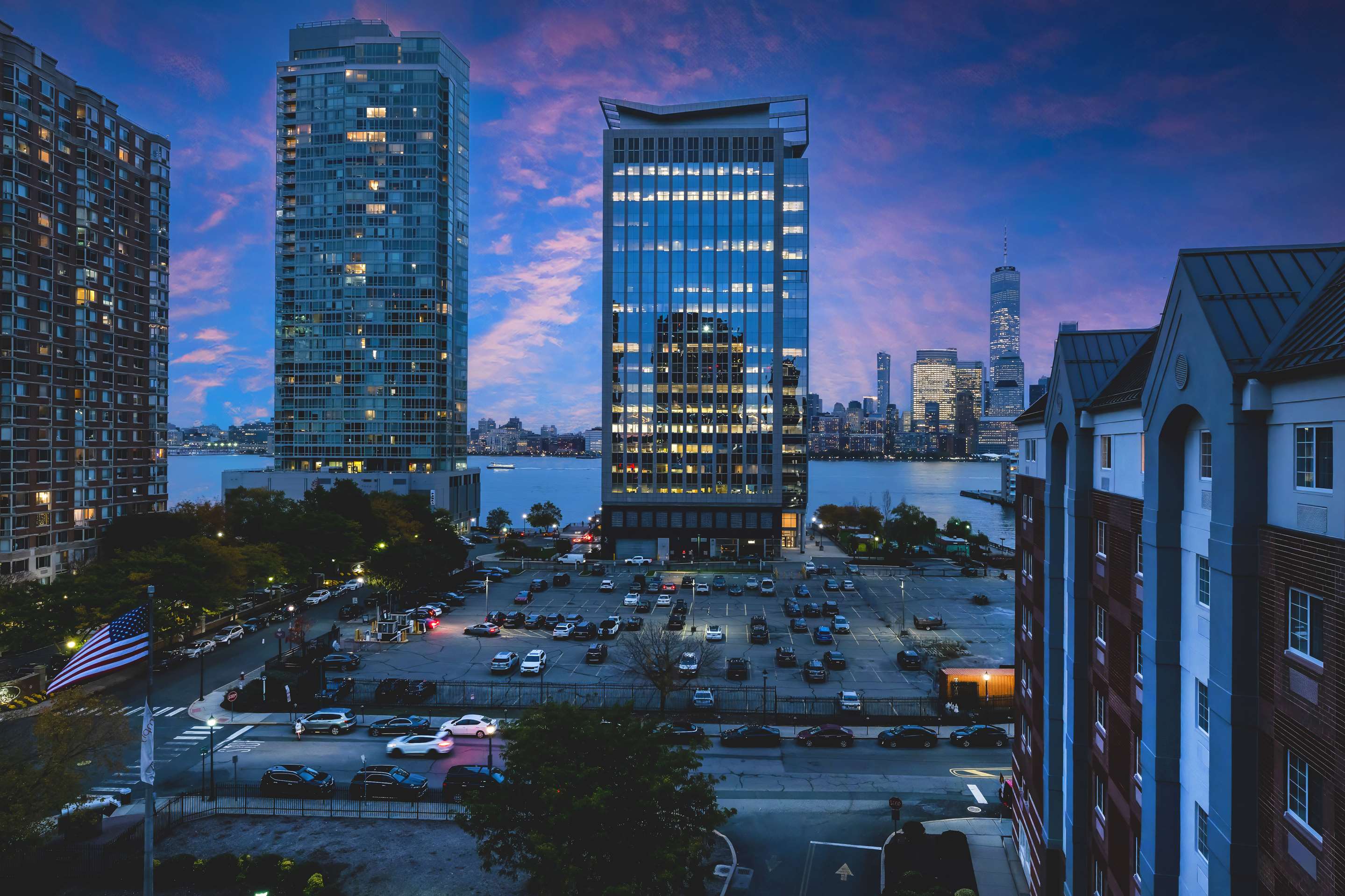 City View from Hotel at Twilight | Sonesta Simply Suites Jersey City