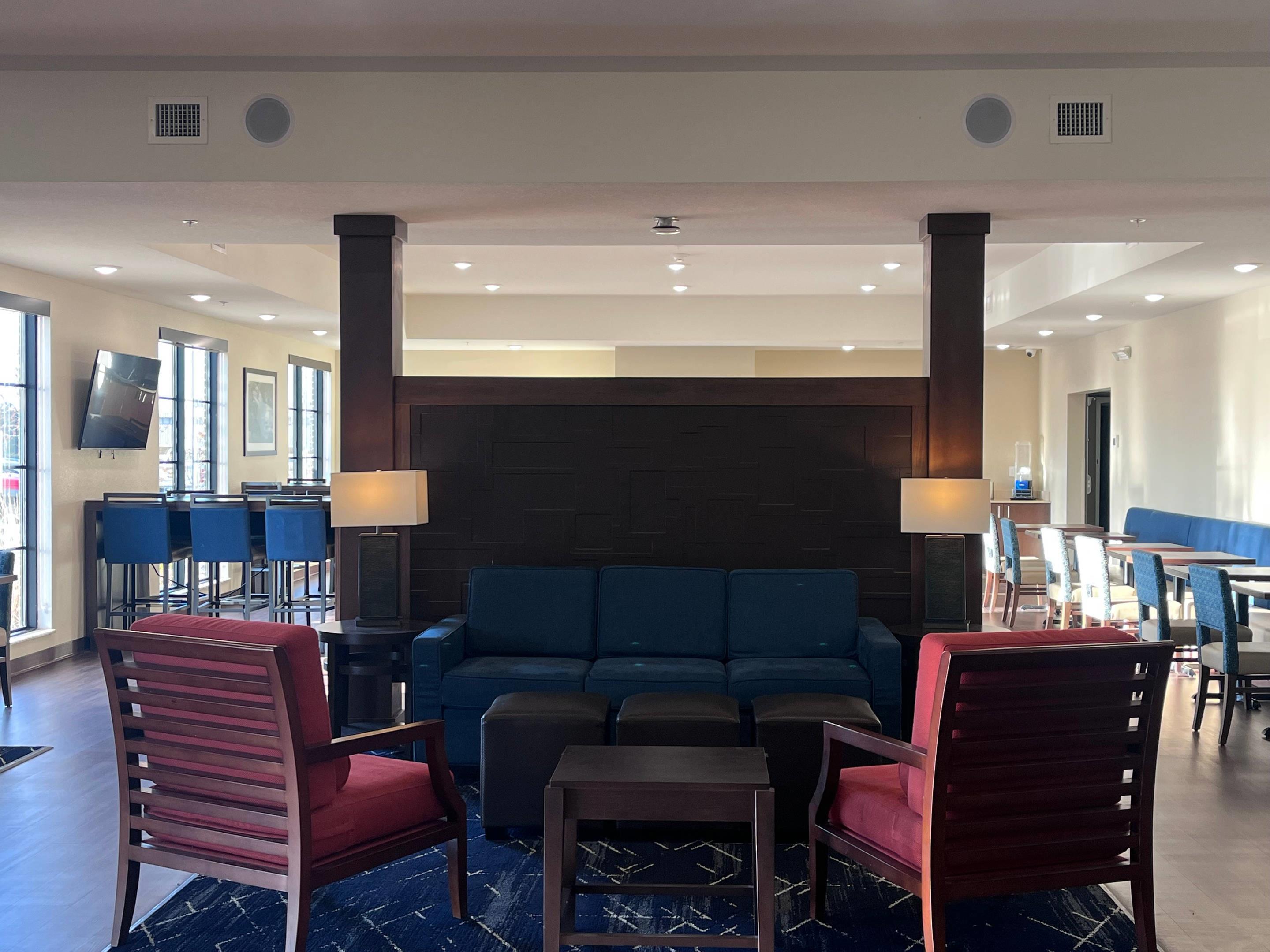 Spacious lobby with sitting area
