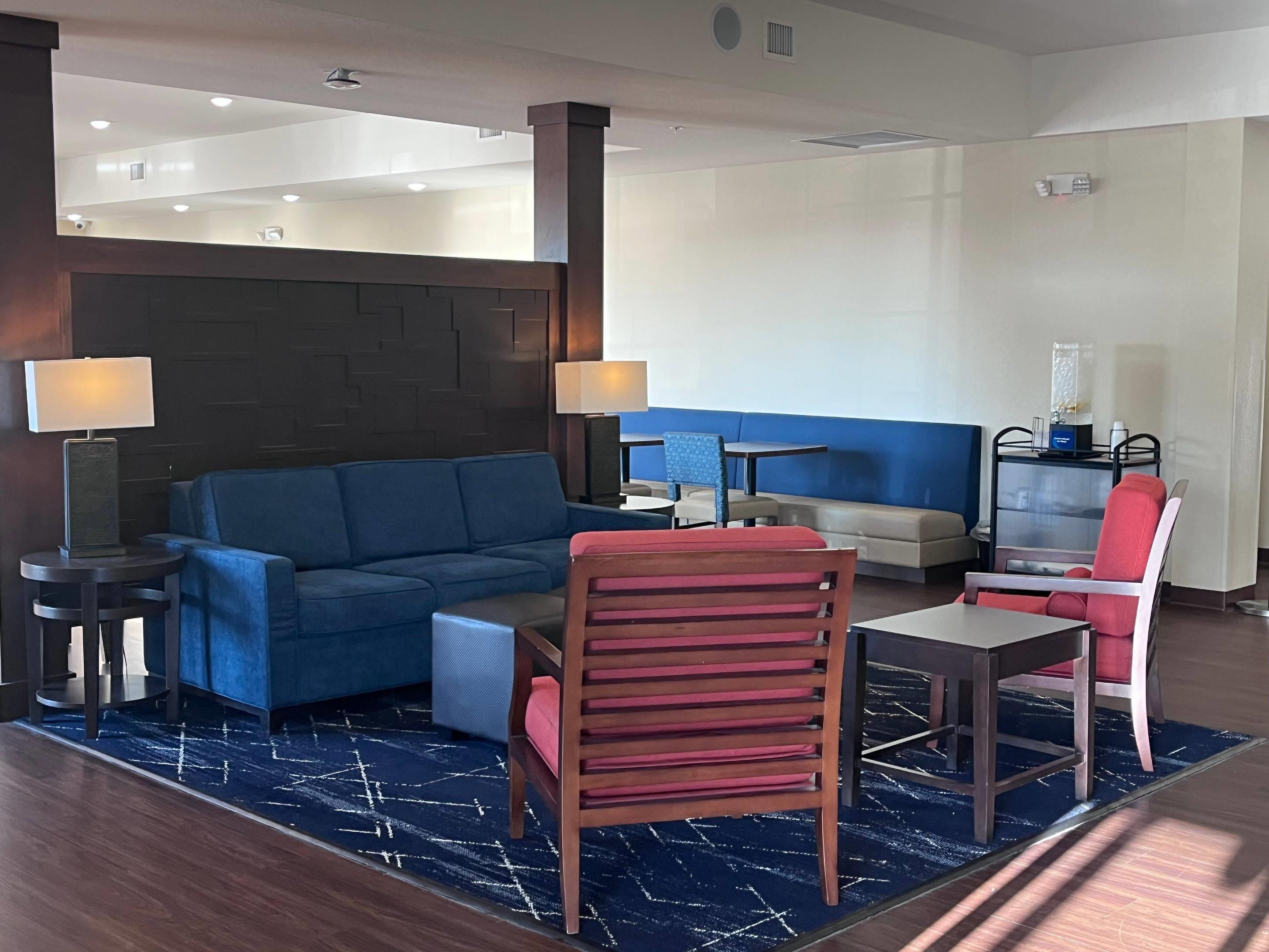 Spacious lobby with sitting area
