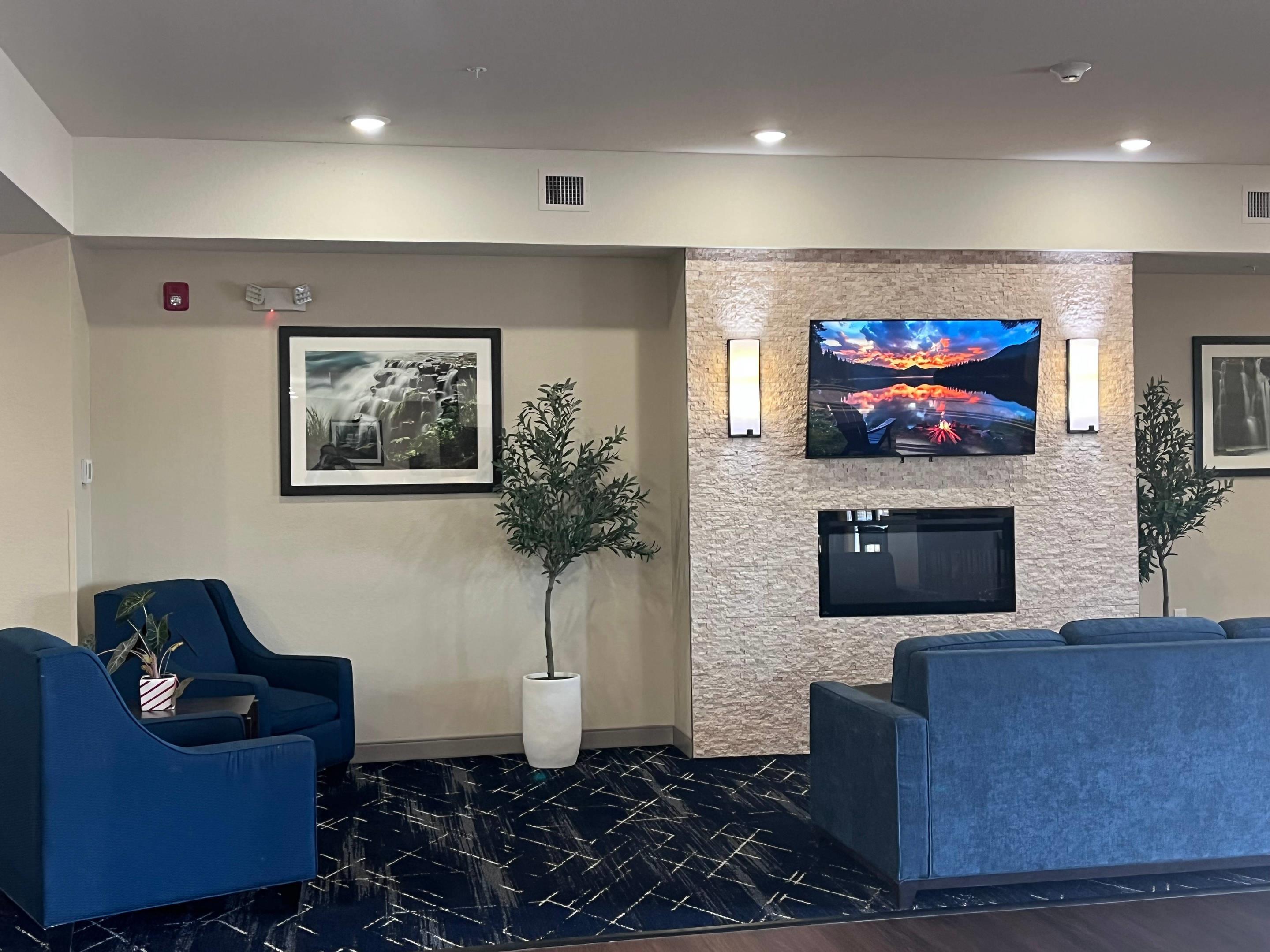 Spacious lobby with sitting area