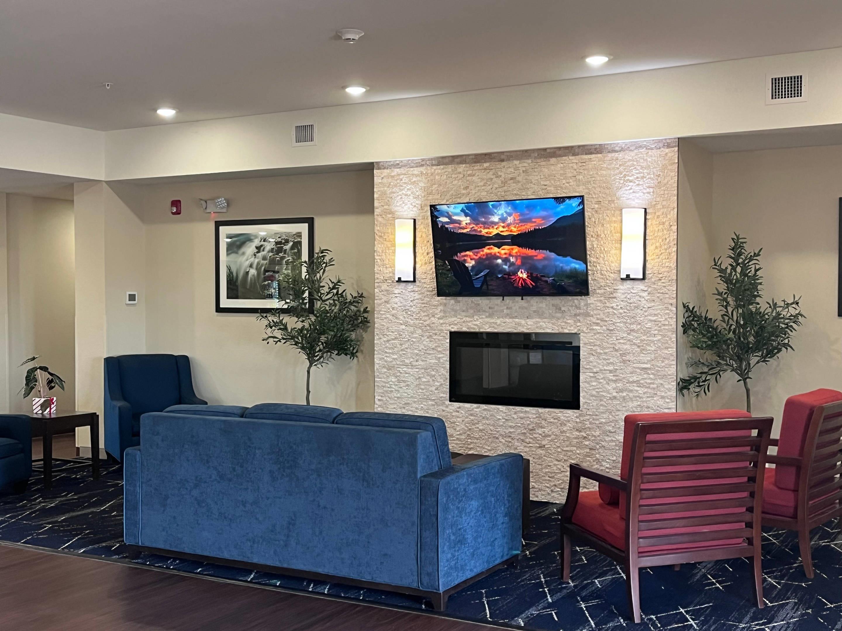 Spacious lobby with sitting area