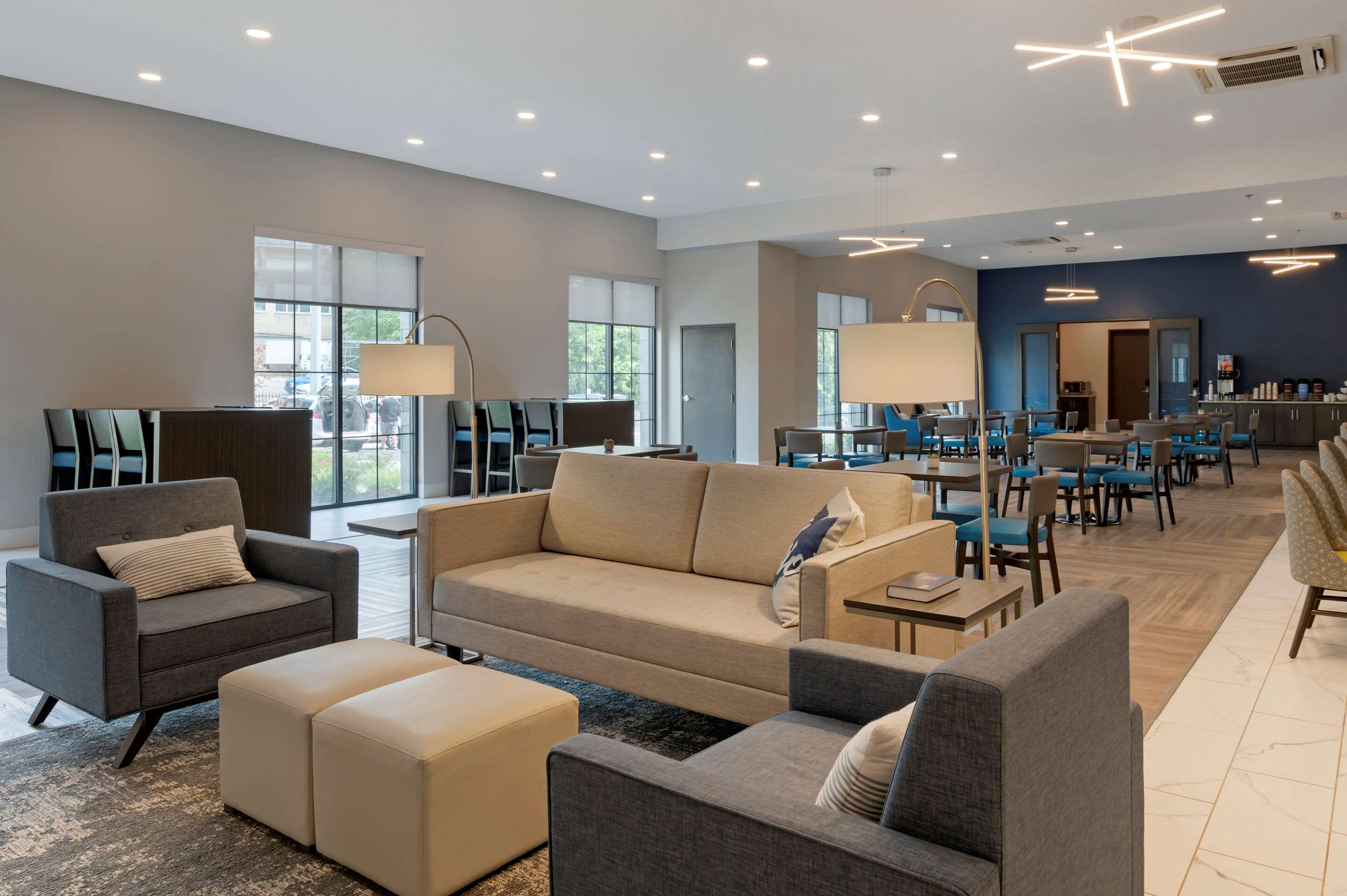 Spacious lobby with sitting area