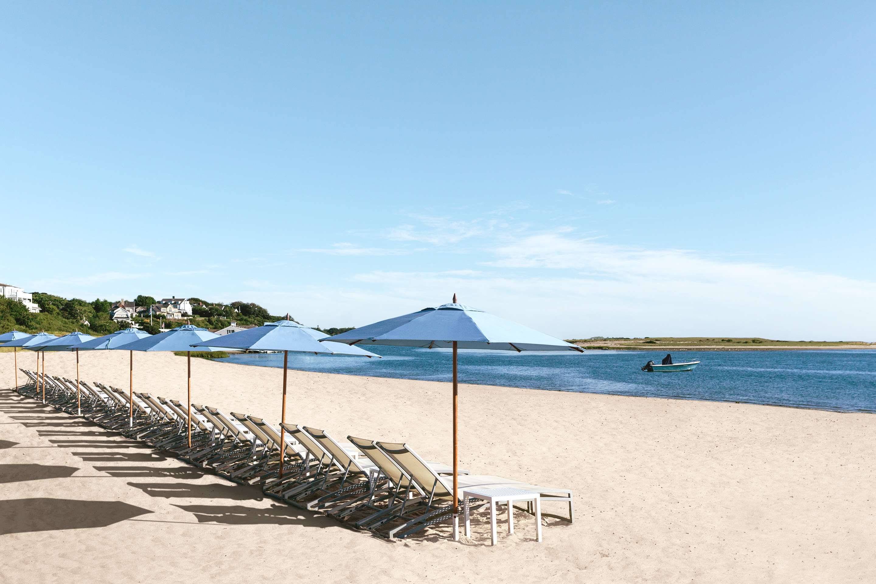 beach chairs and umbrellas