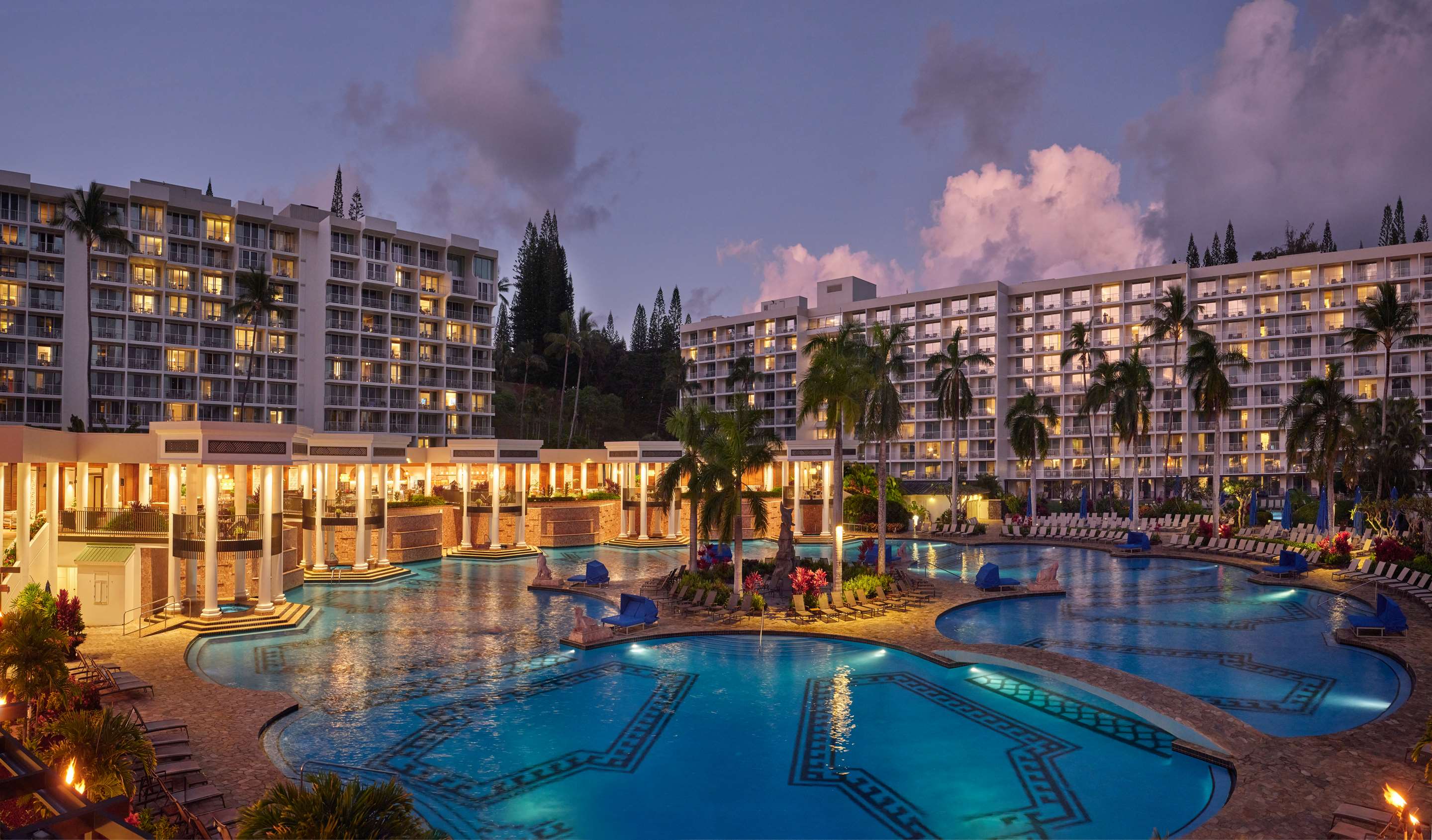 TRS Kauai Exterior Outdoor Pool And Hotel Twilight