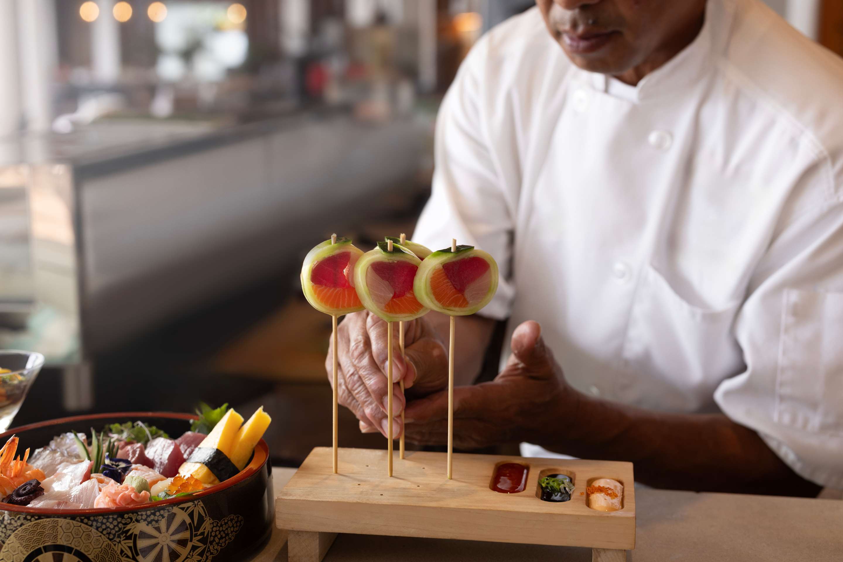 TRS Kauai Dining The Royal Lanai Sushi Chef Presentation | The Royal Sonesta Kaua'i Resort Lihue