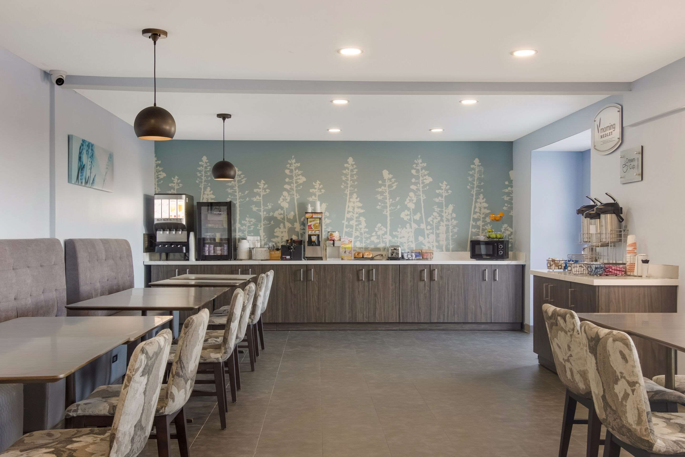 Enjoy breakfast in this seating area