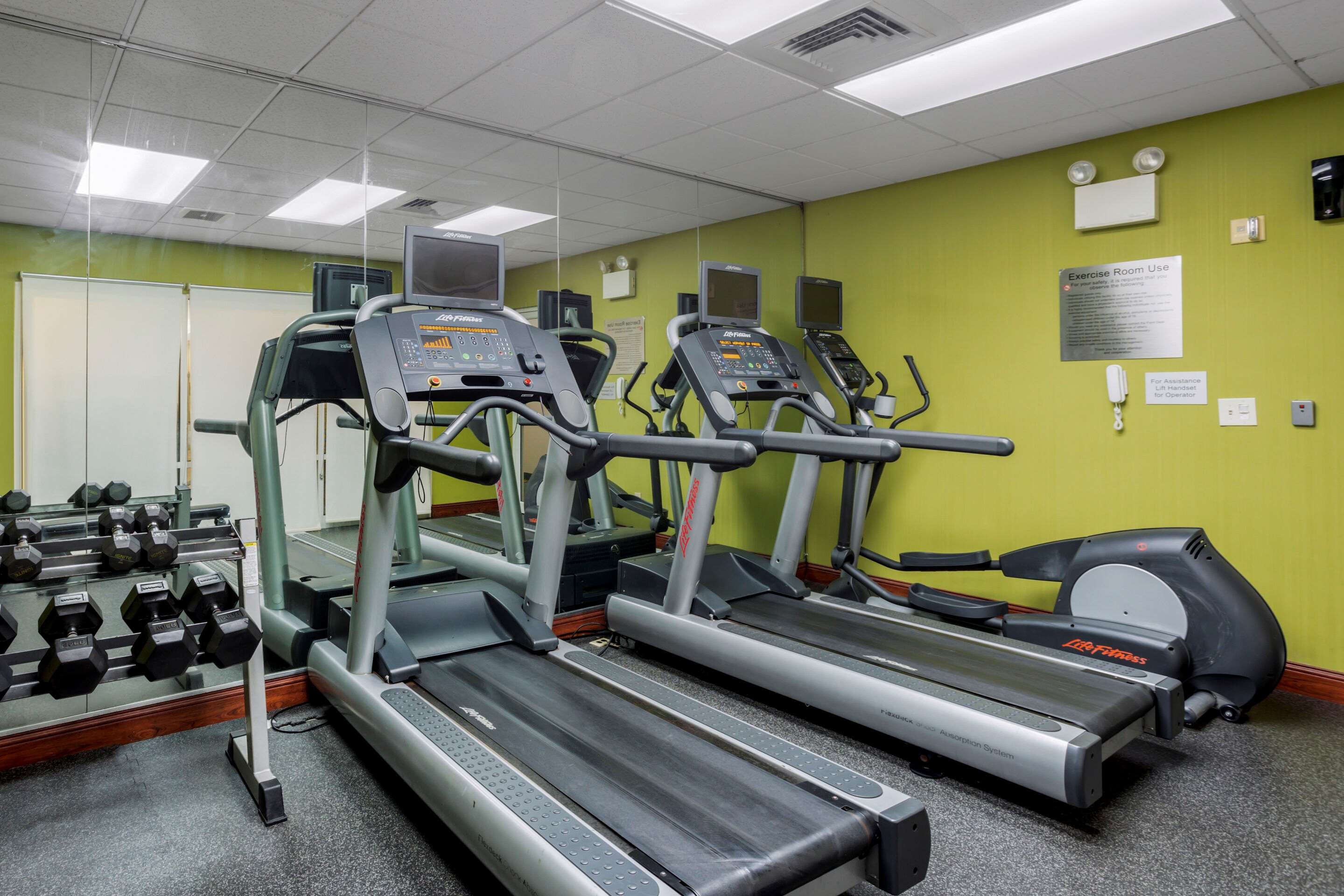 Exercise room with cardio equipment