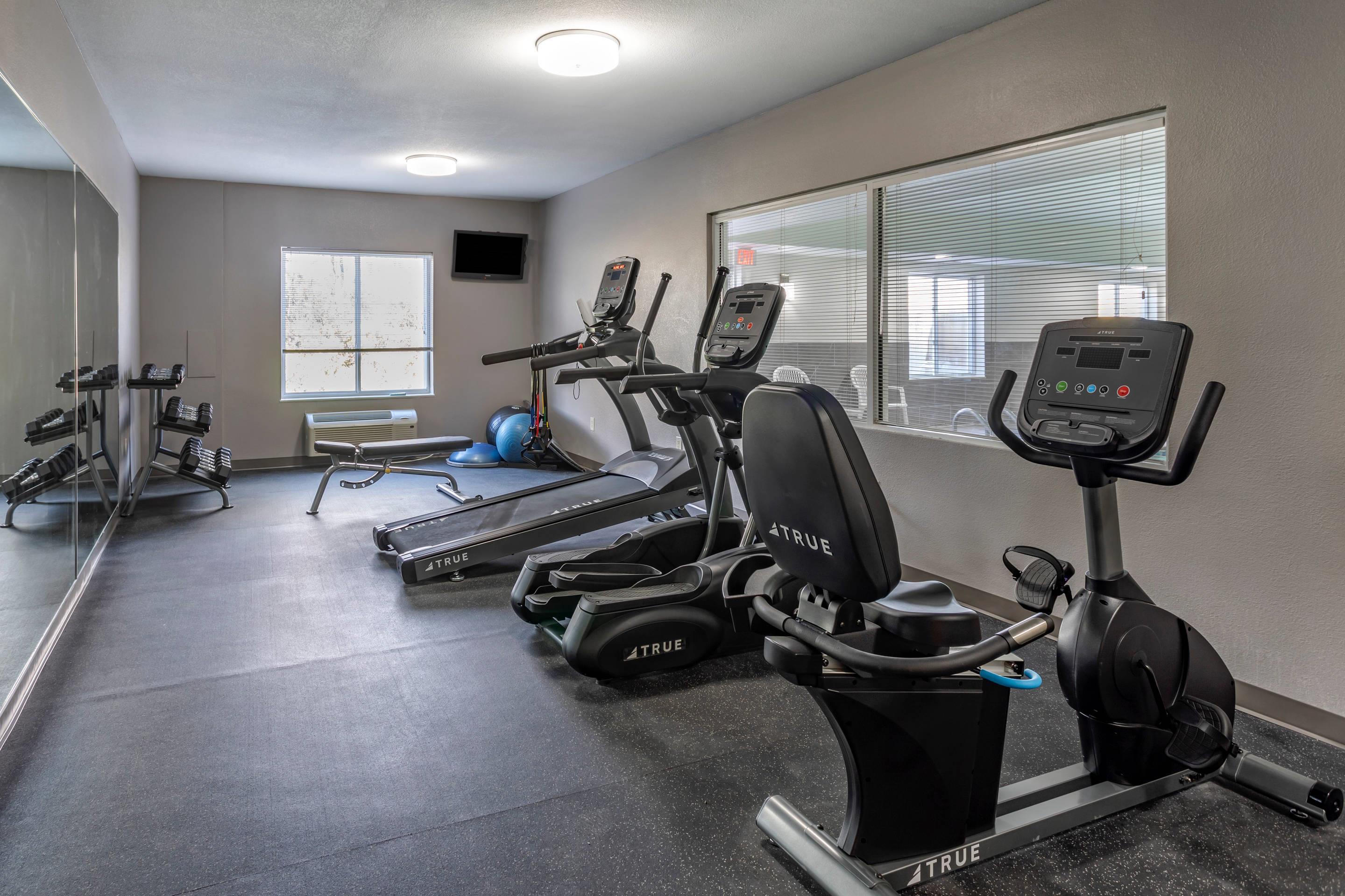 Exercise room with cardio equipment