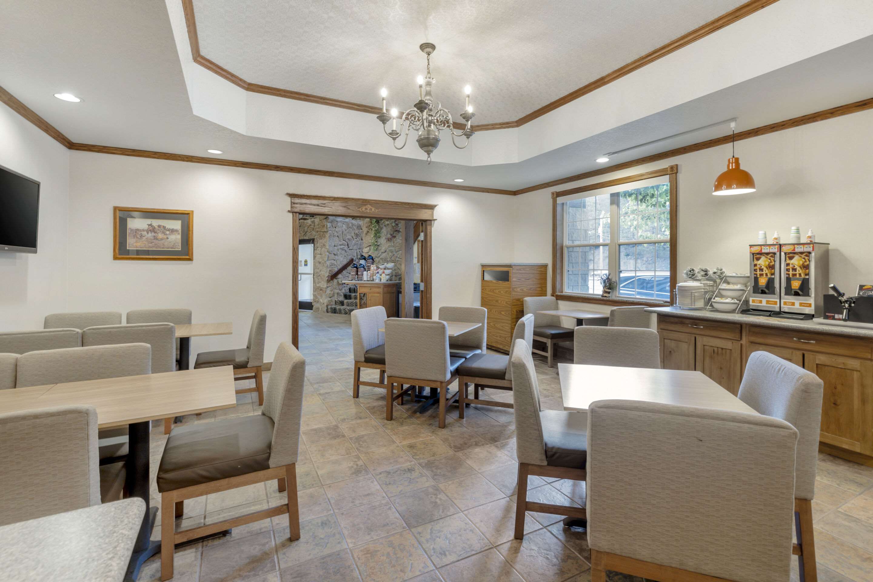 Enjoy breakfast in this seating area