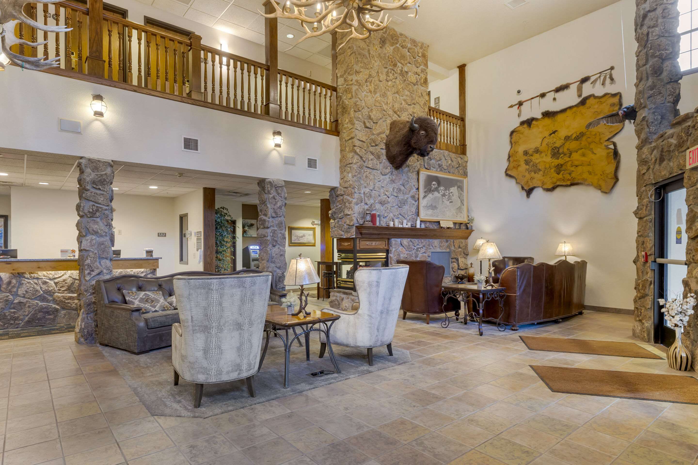 Spacious lobby with sitting area