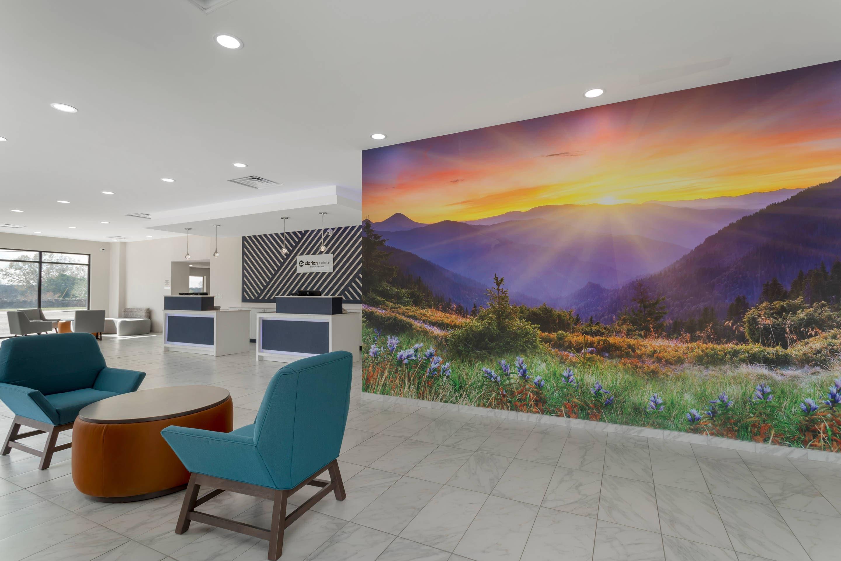 Spacious lobby with sitting area