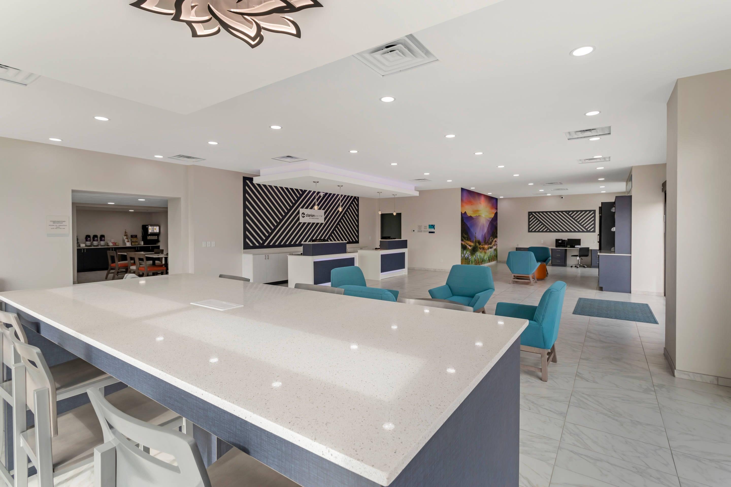 Spacious lobby with sitting area