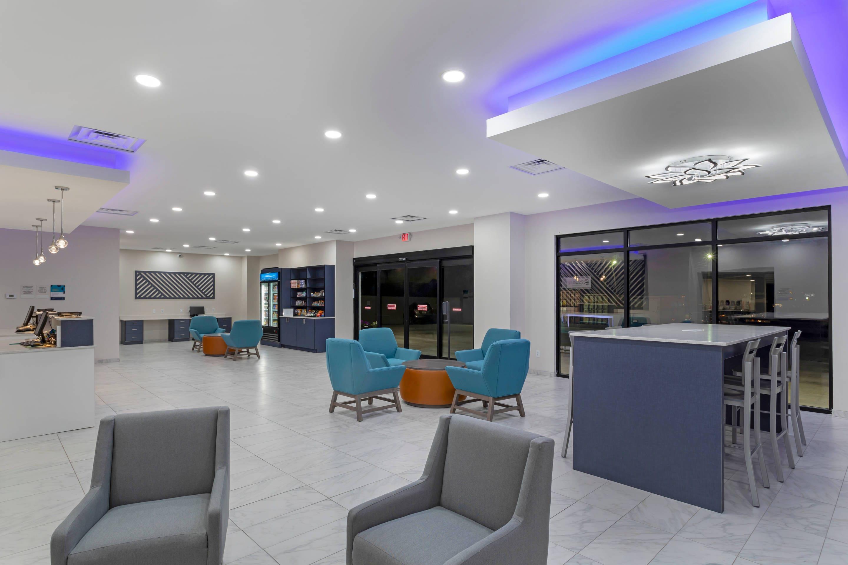 Spacious lobby with sitting area