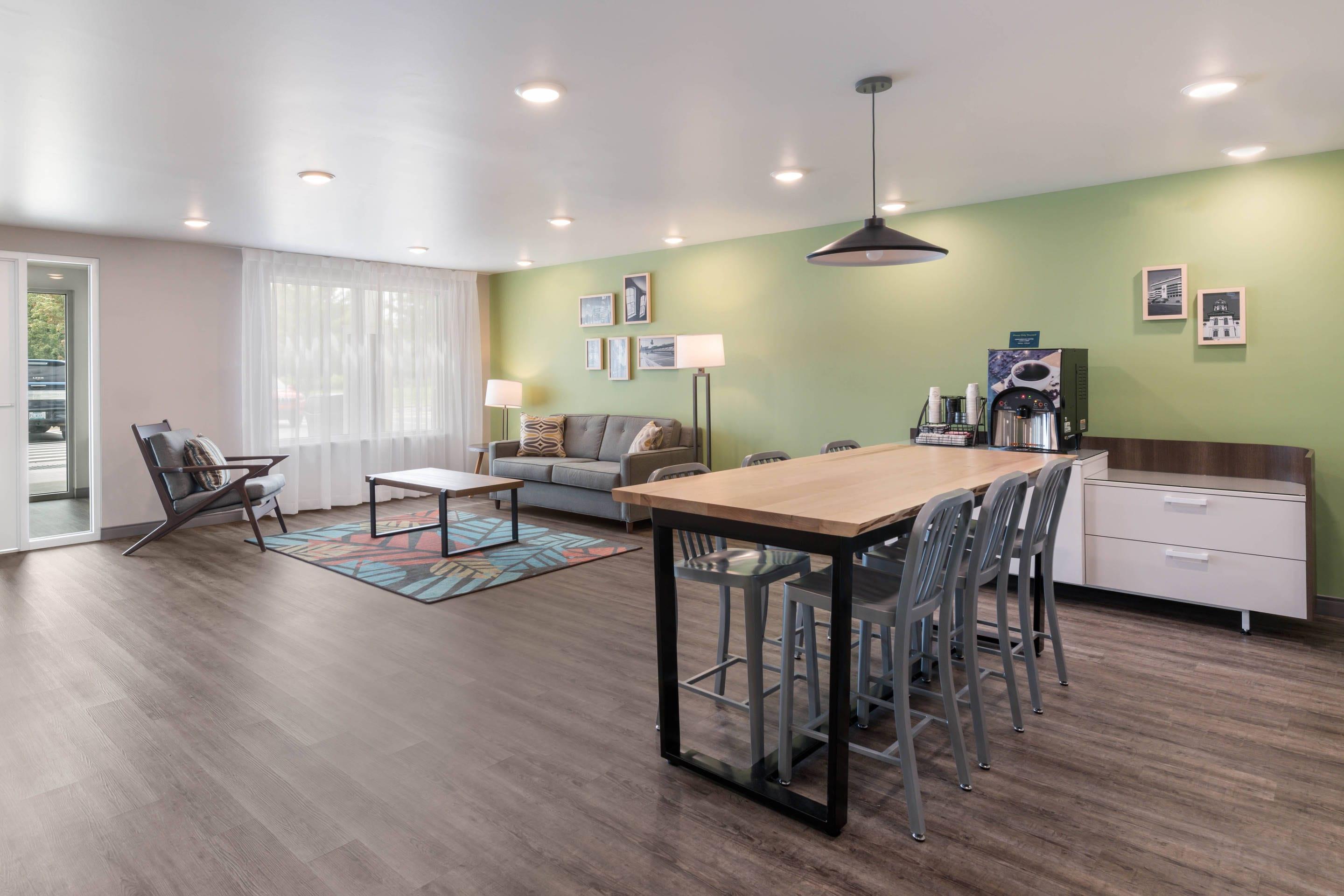 Spacious lobby with sitting area