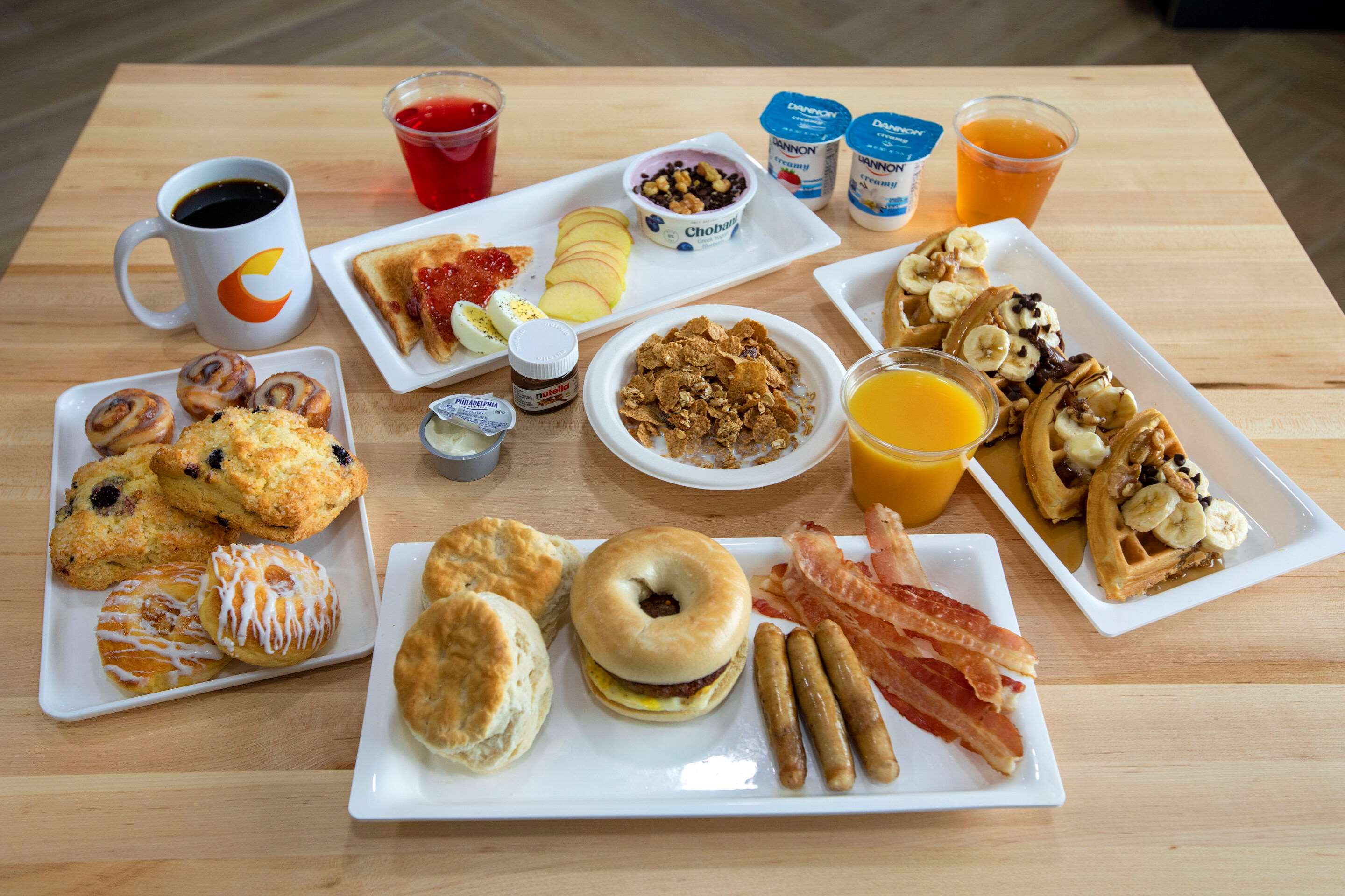 Assorted breakfast items