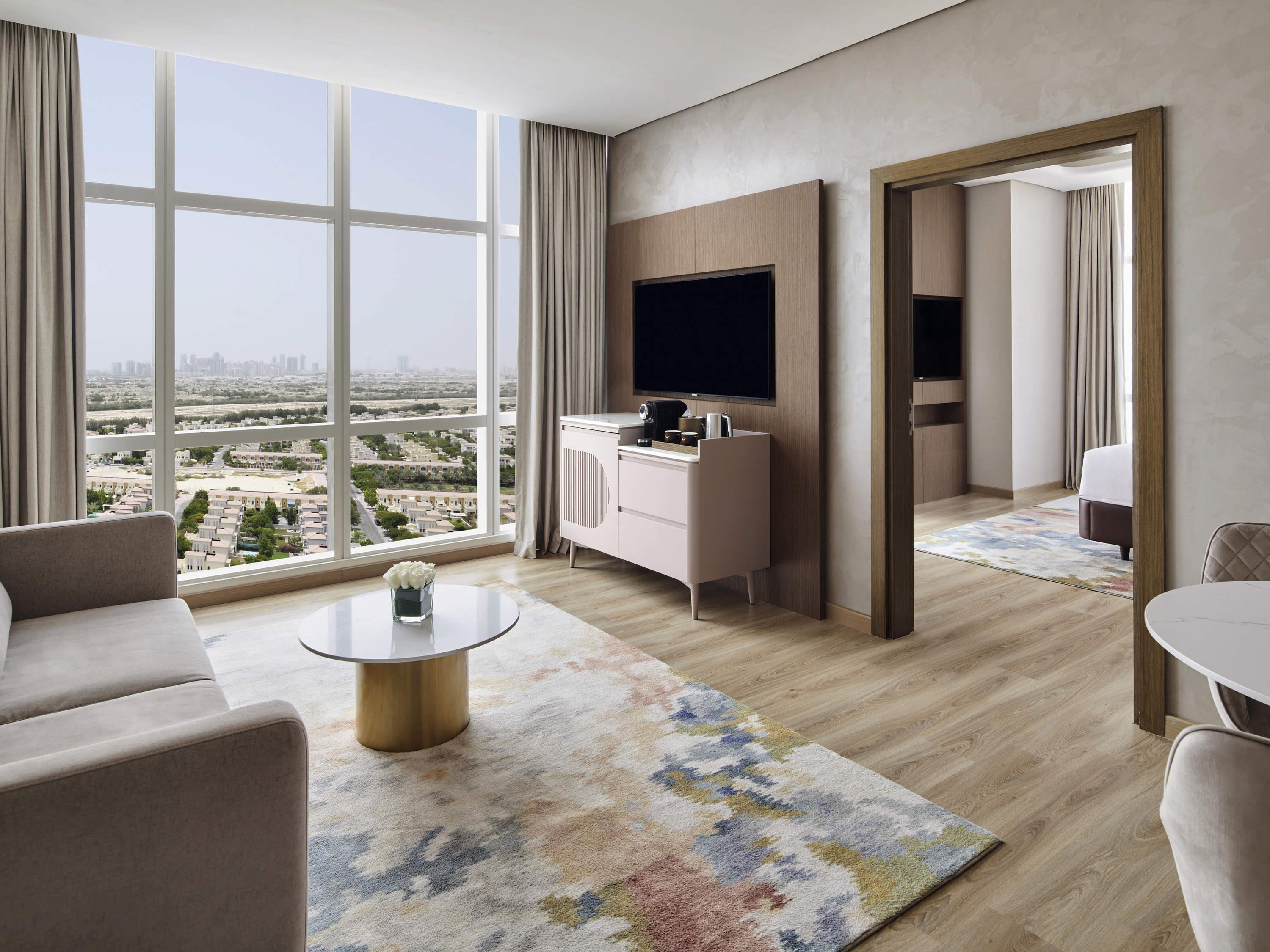 Movenpick Hotel Jumeirah Village Triangle Room Type - Deluxe Suite View, Panaromic city view, 1 kingbed