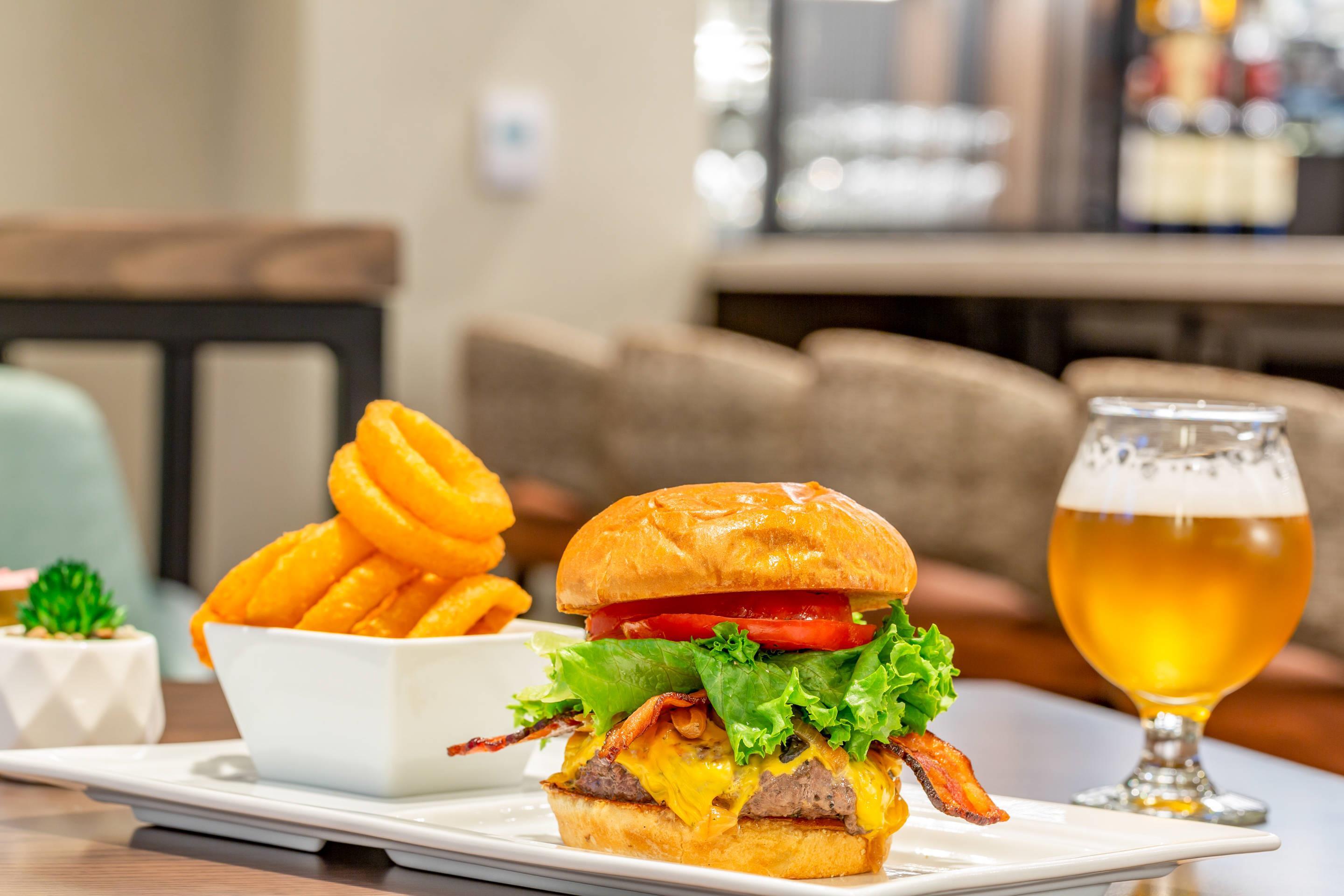 Burger and Onion rings
