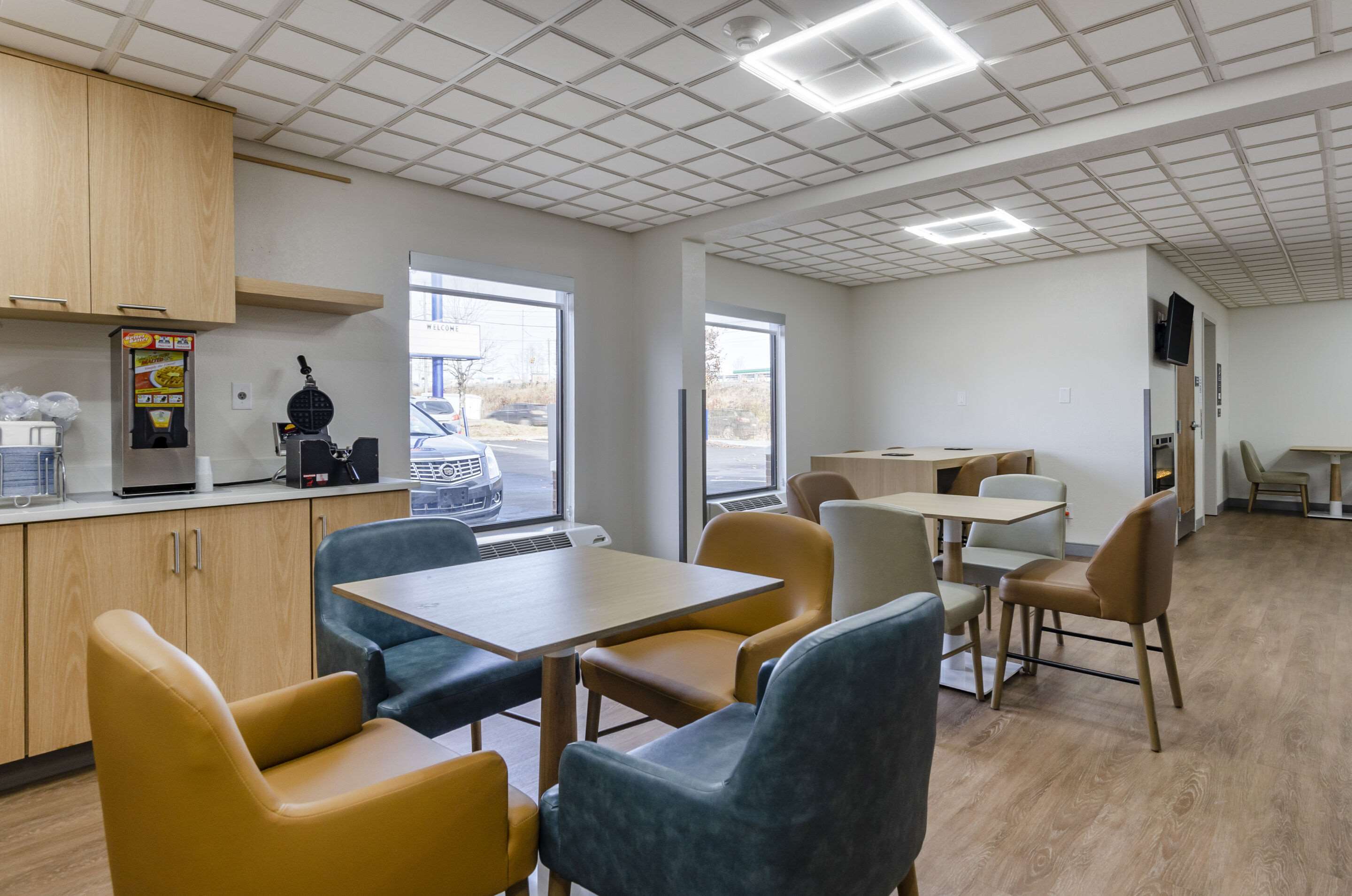 Enjoy breakfast in this seating area