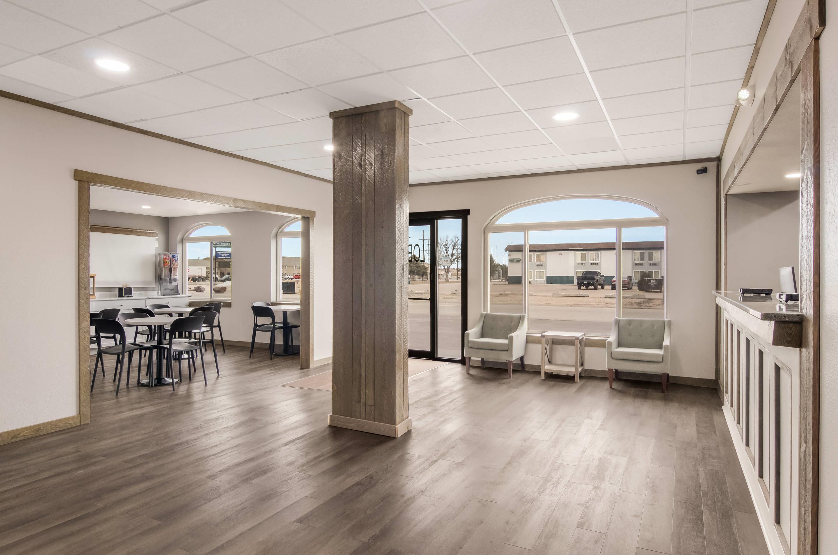 Spacious lobby with sitting area