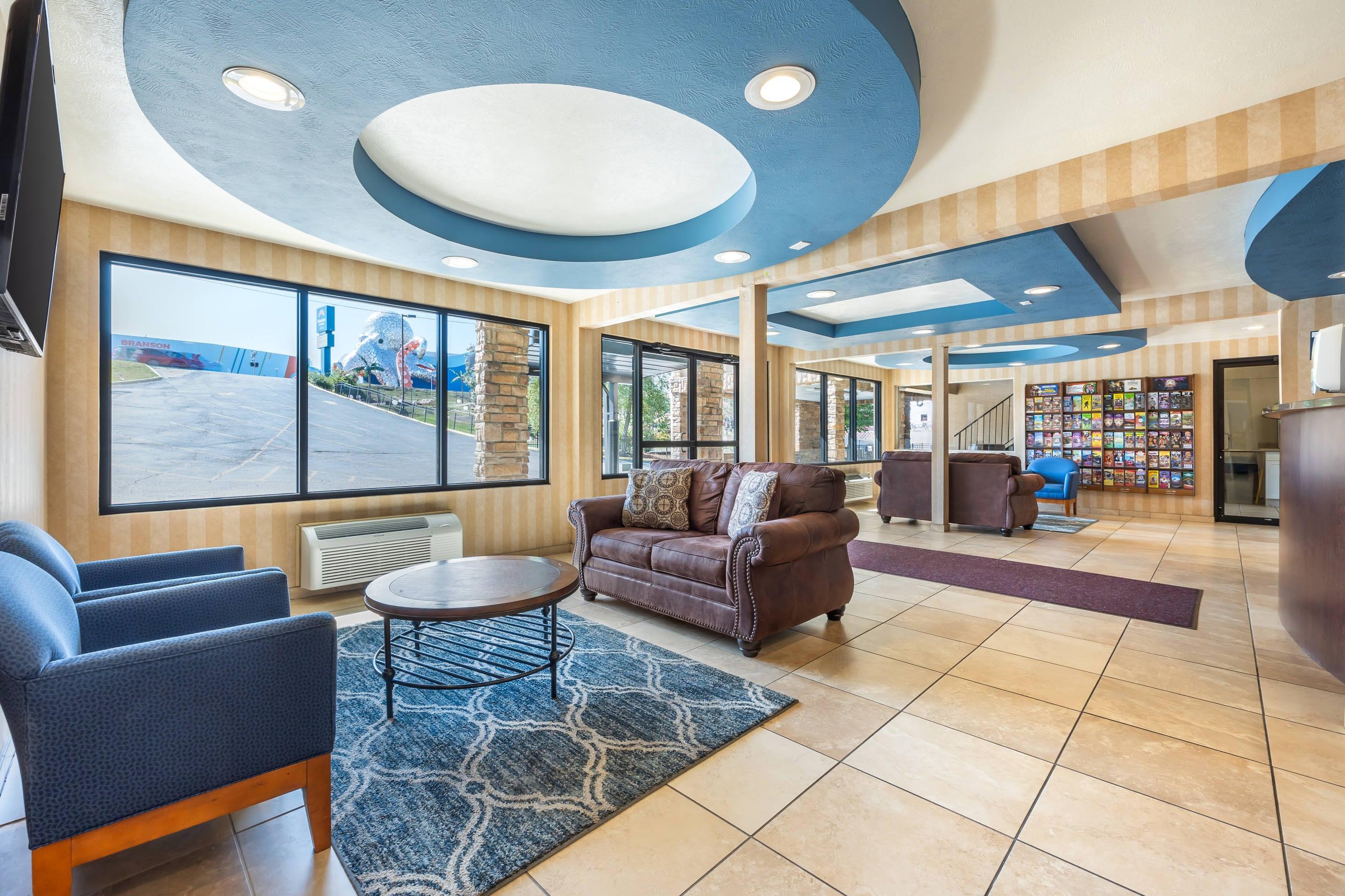 Spacious lobby with sitting area