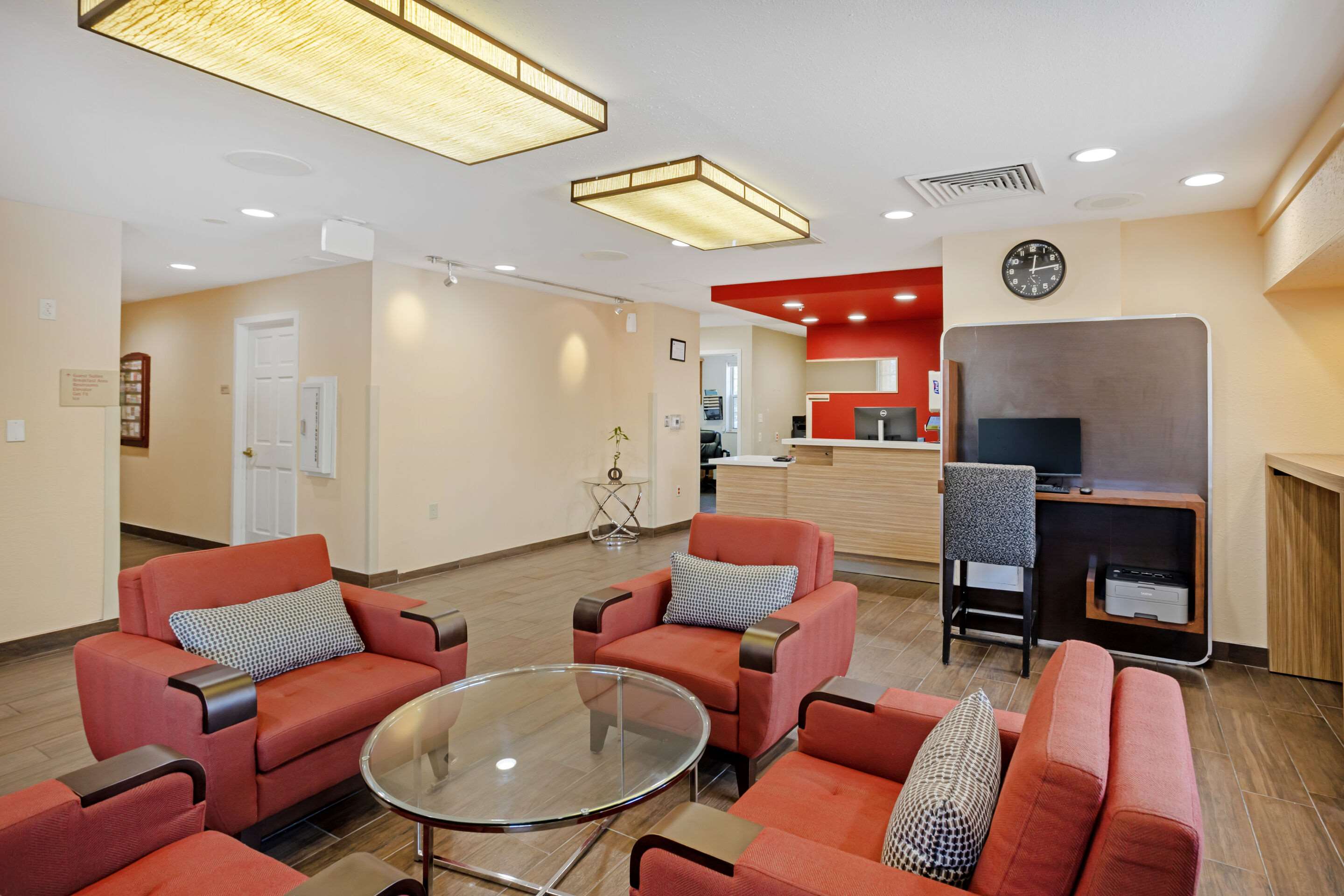 Spacious lobby with sitting area