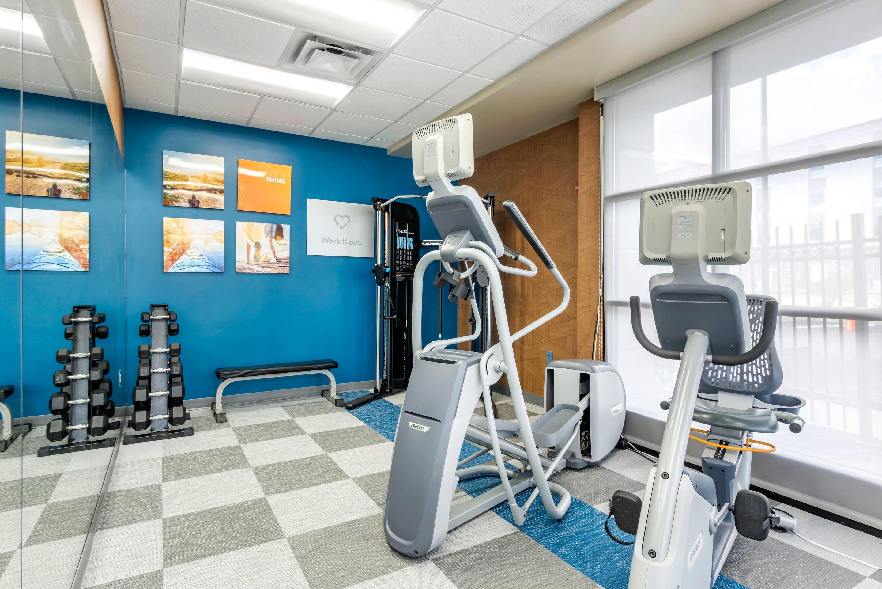 Exercise room with cardio equipment and weights | Mainstay Suites Ocean City West