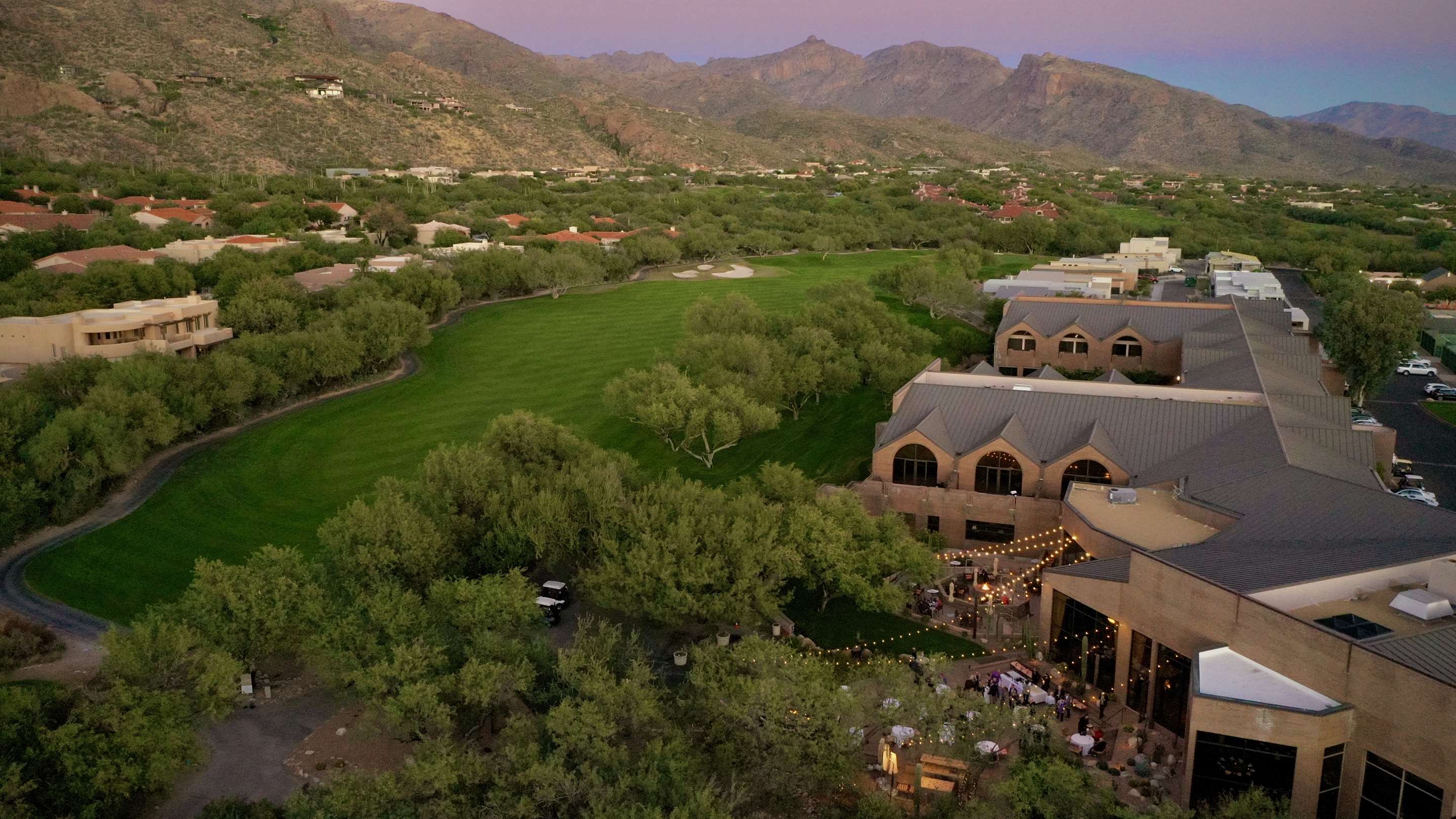 AerialofClub Dusk | The Lodge at Ventana Canyon