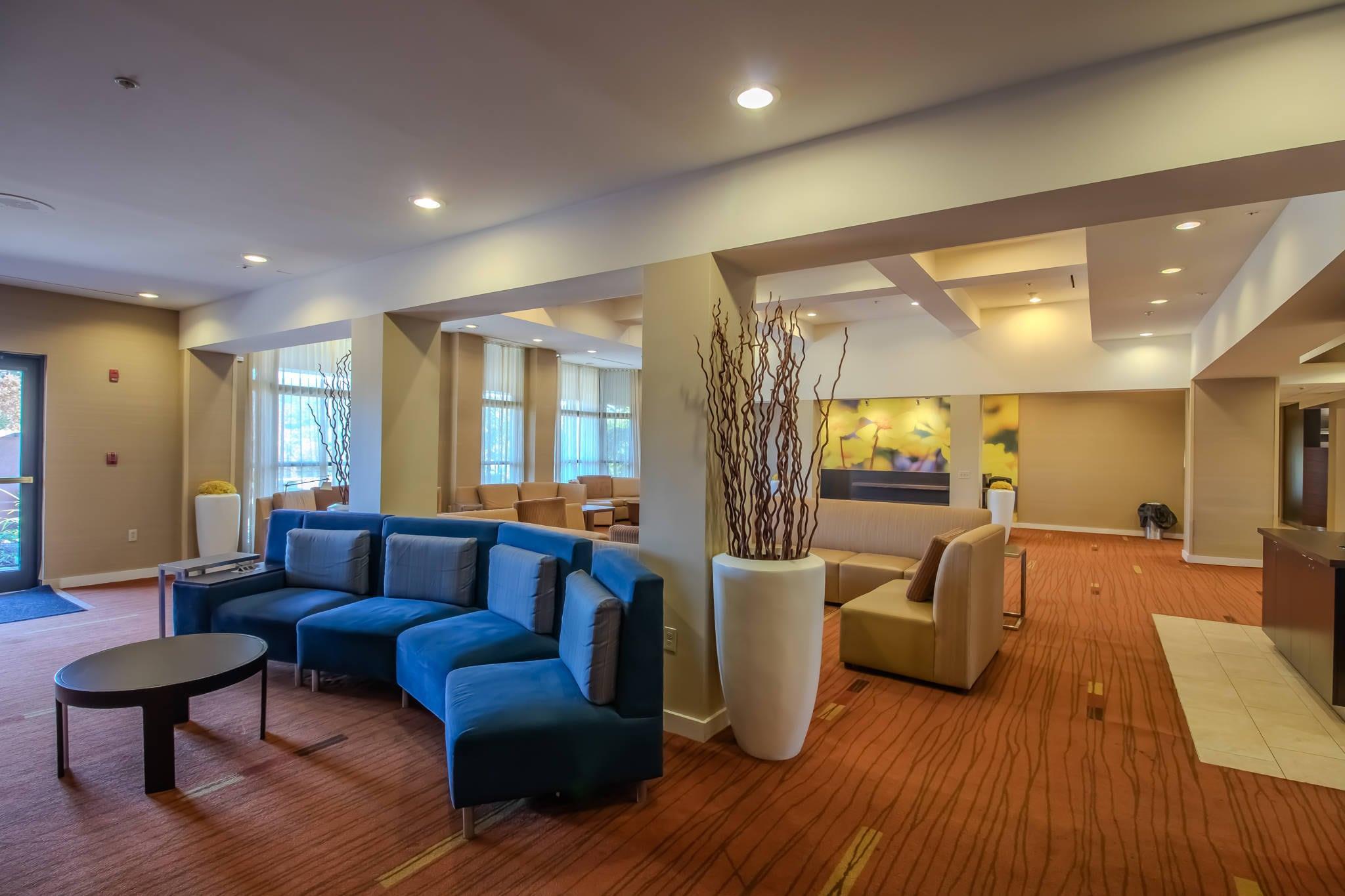 Spacious lobby with sitting area