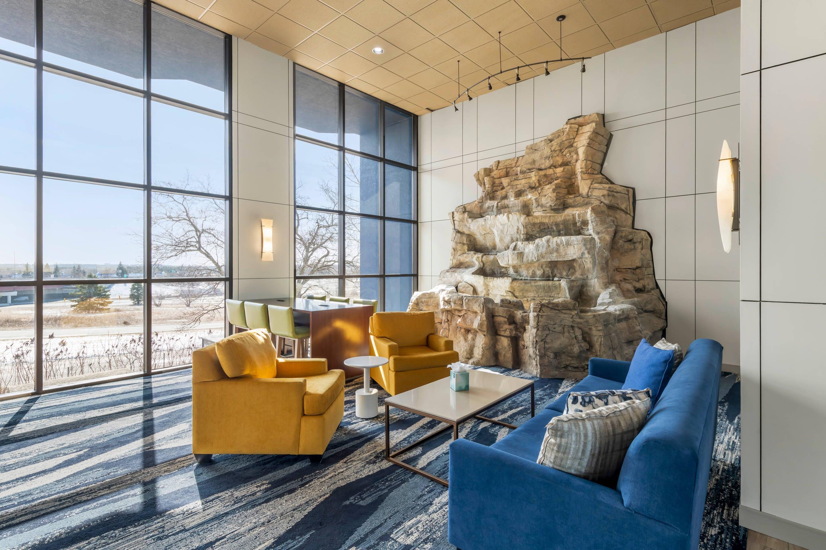 Spacious lobby with sitting area