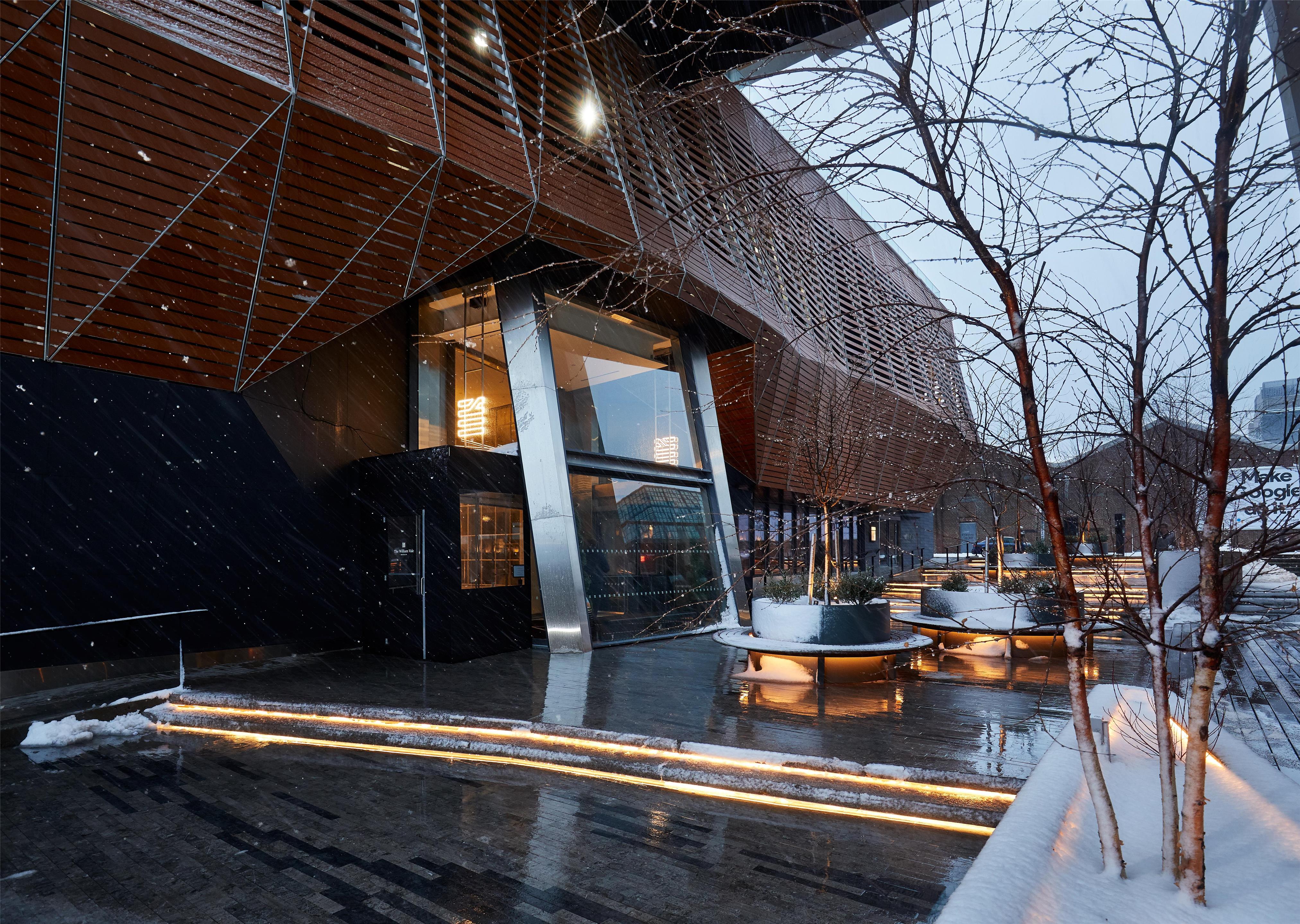 Pedestrian Plaza and Entrance in Snow