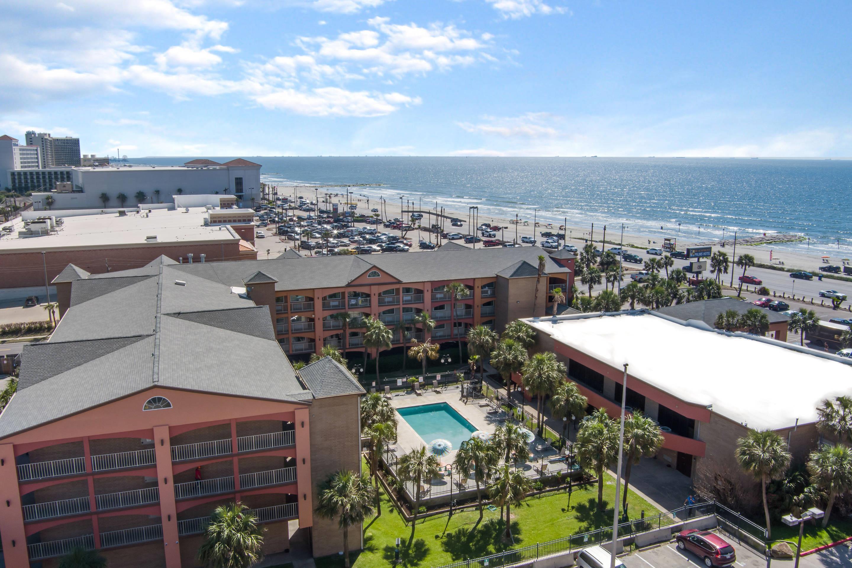 Aerial View | Beachfront Palms Hotel Galveston