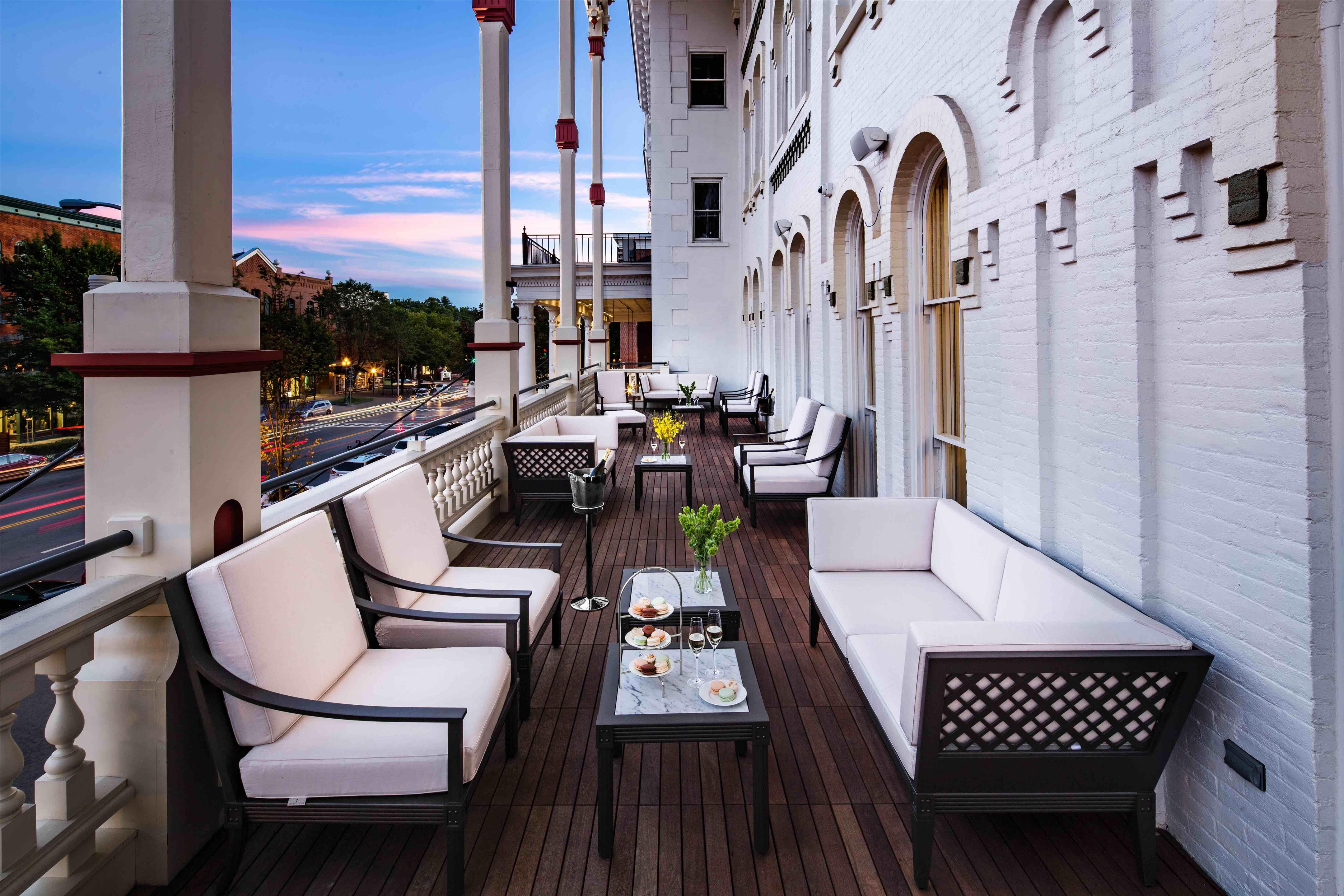 Front Terrace Dusk | The Adelphi Hotel