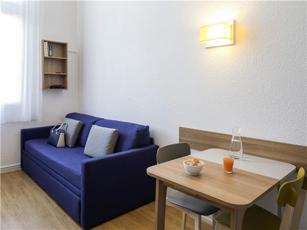 Studio with 1 double bed and 1 sofa bed