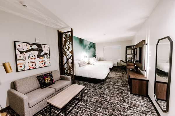 2 Queen Beds, Non-Smoking, Communication Assistance, Sofabed, Work Desk, Mini Fridge