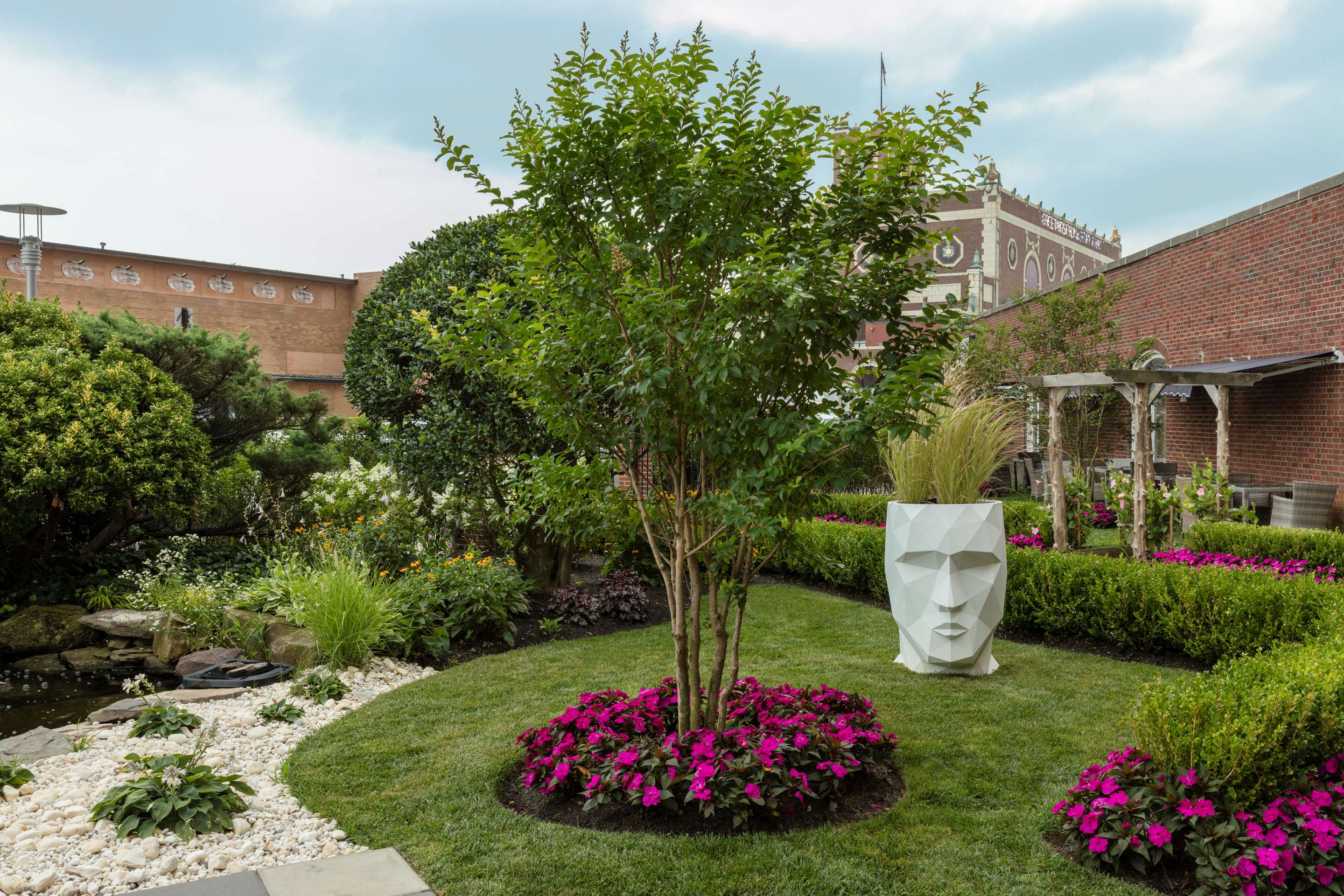 Outdoor Garden with Koi Fish Pond