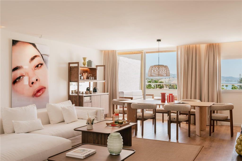 ME MARBELLA-guestroom-Dining,Dining Area,Guest Room,Guest Room Amenity,Coffee/tea facilities,Living Area,Architecture,Indoor/Interior,On-Site,Décor detail,Summer,View from room,Exterior View of Building.jpg