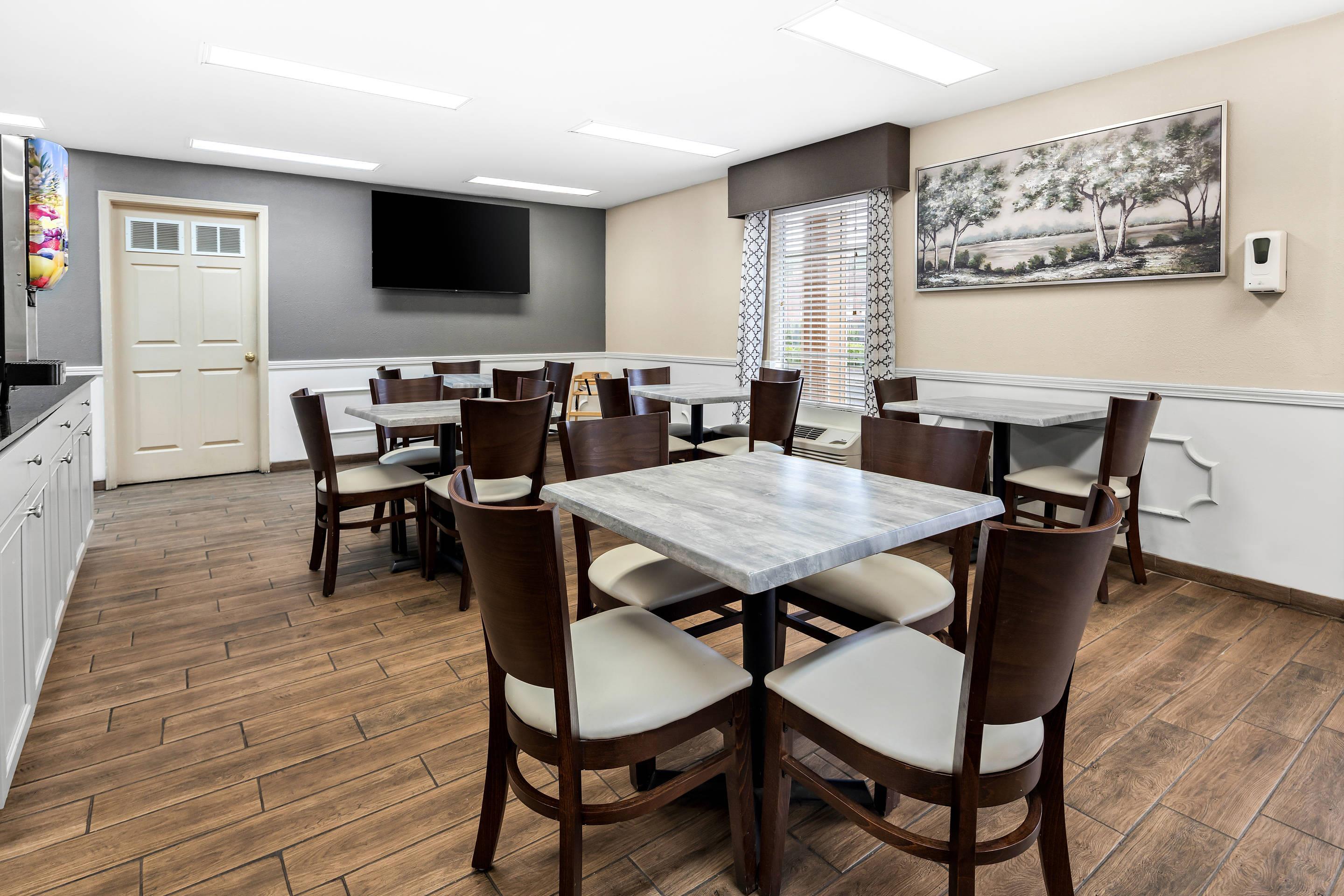 Enjoy breakfast in this seating area