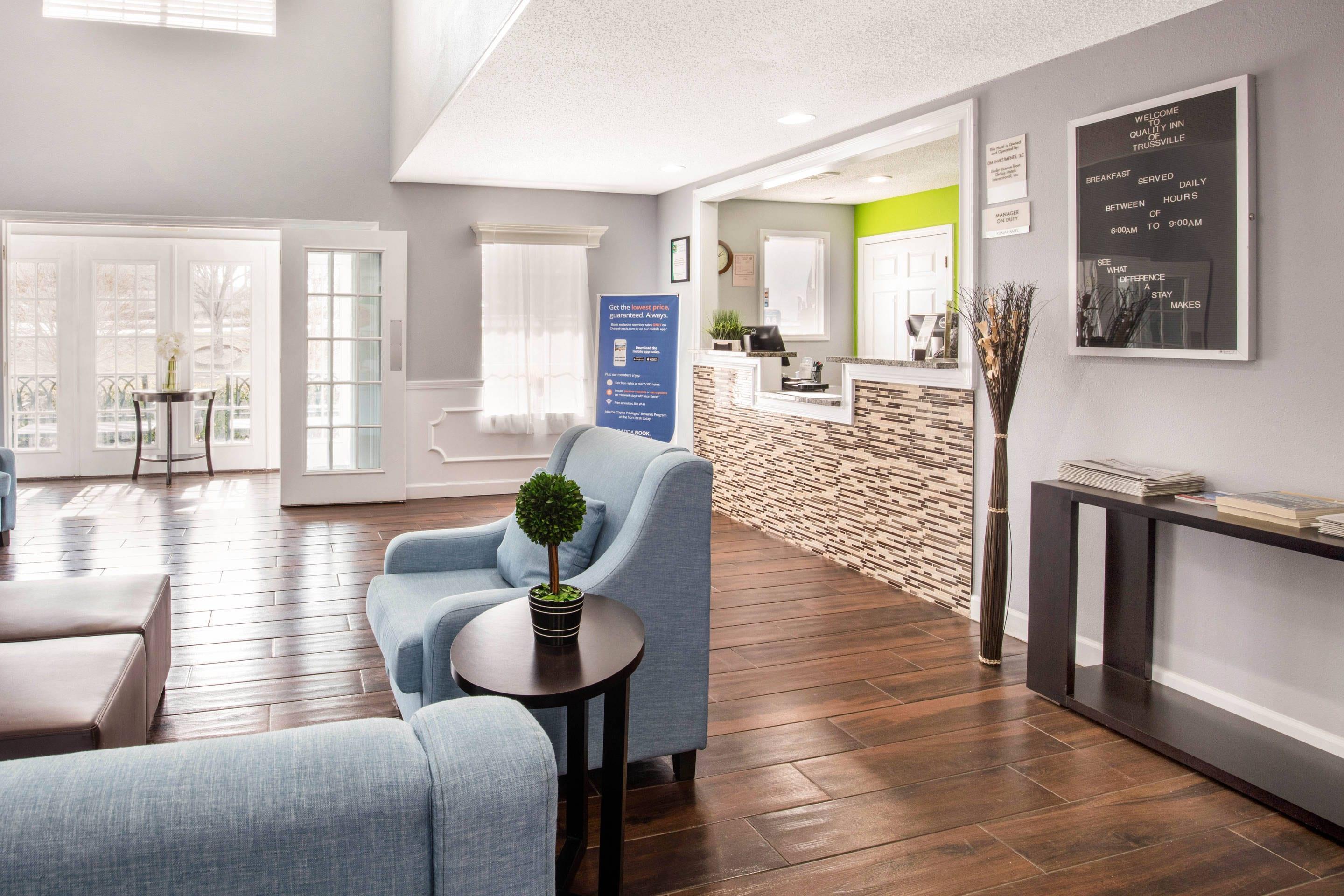 Spacious lobby with sitting area