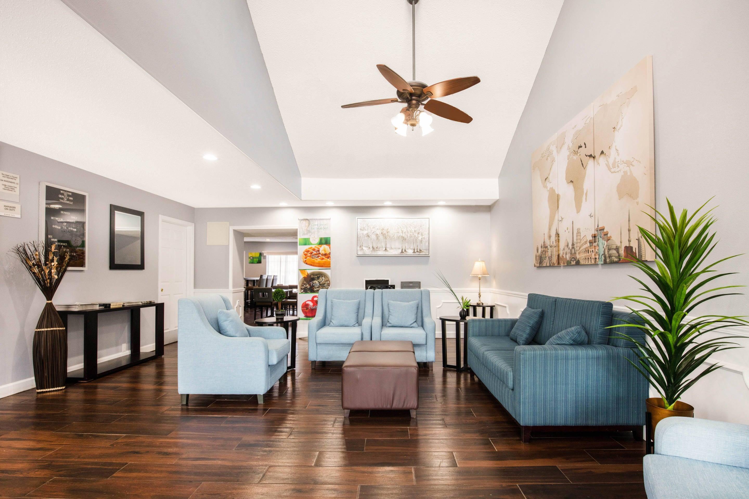 Spacious lobby with sitting area
